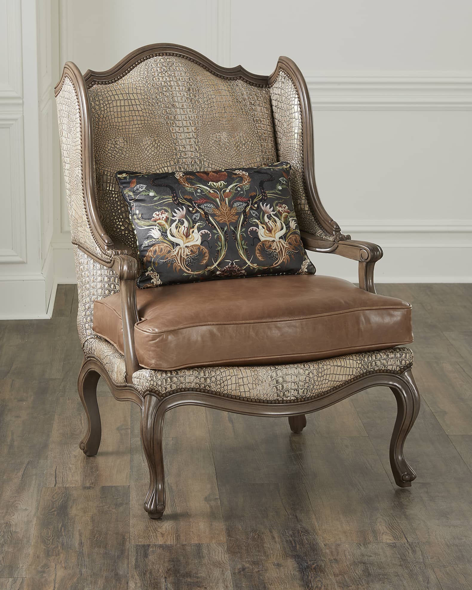 Massoud Bastian Leather Wingback Chair 