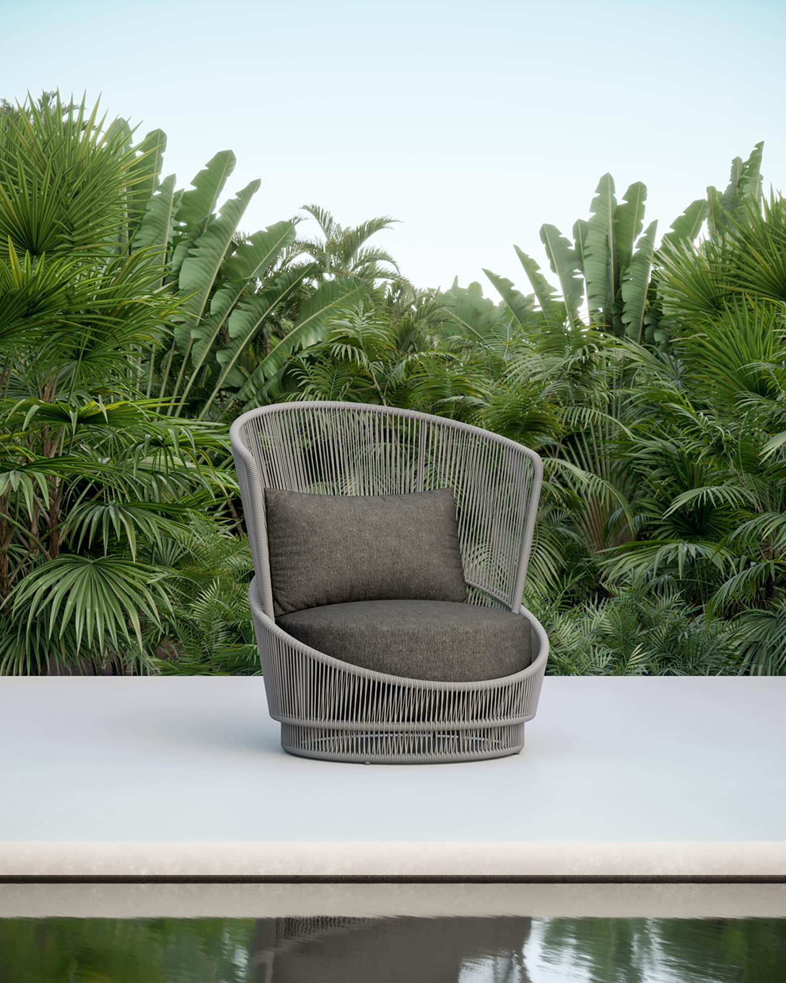 Azzurro Living Palma Swivel Club Chair with Cushion Horchow