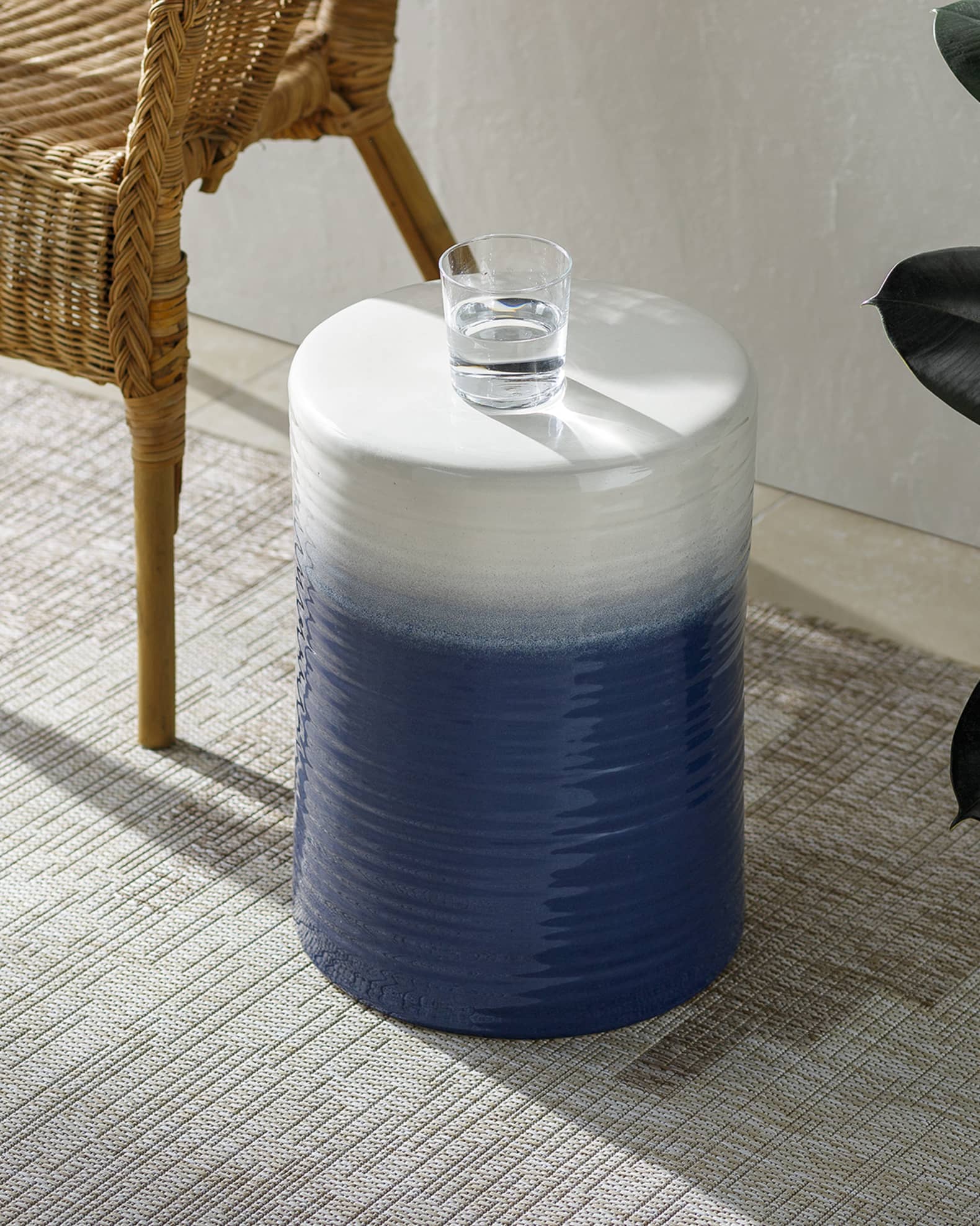 Surya Waverly Outdoor Stool, Denim
