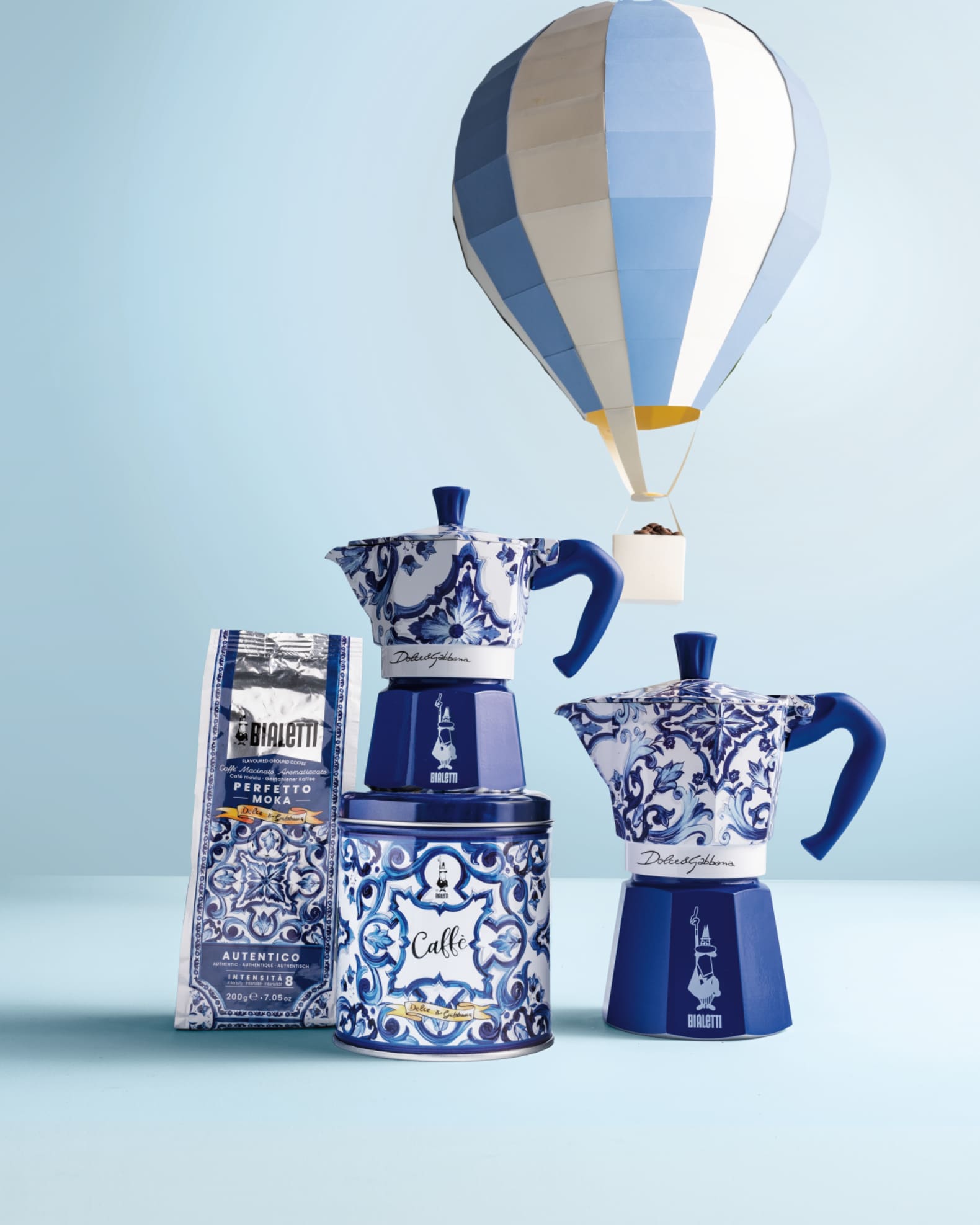 Bialetti x Dolce&Gabbana 2-Cup Moka Express Pot With Espresso Cups