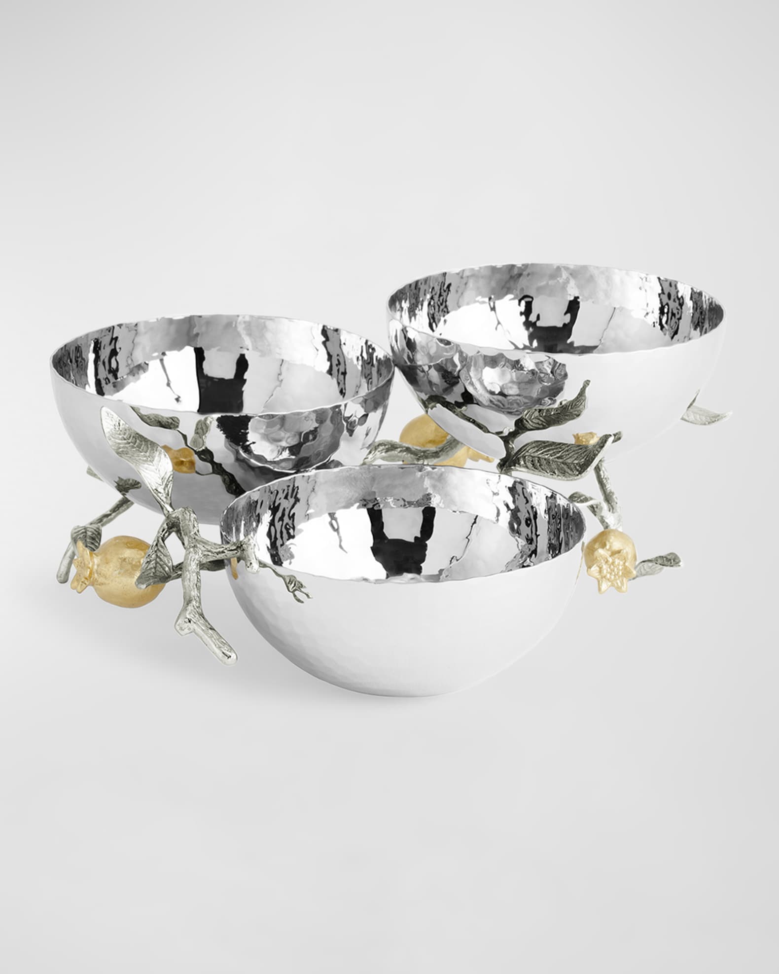 Michael Aram Pomegranate Silver & Gold Triple Bowl | Horchow