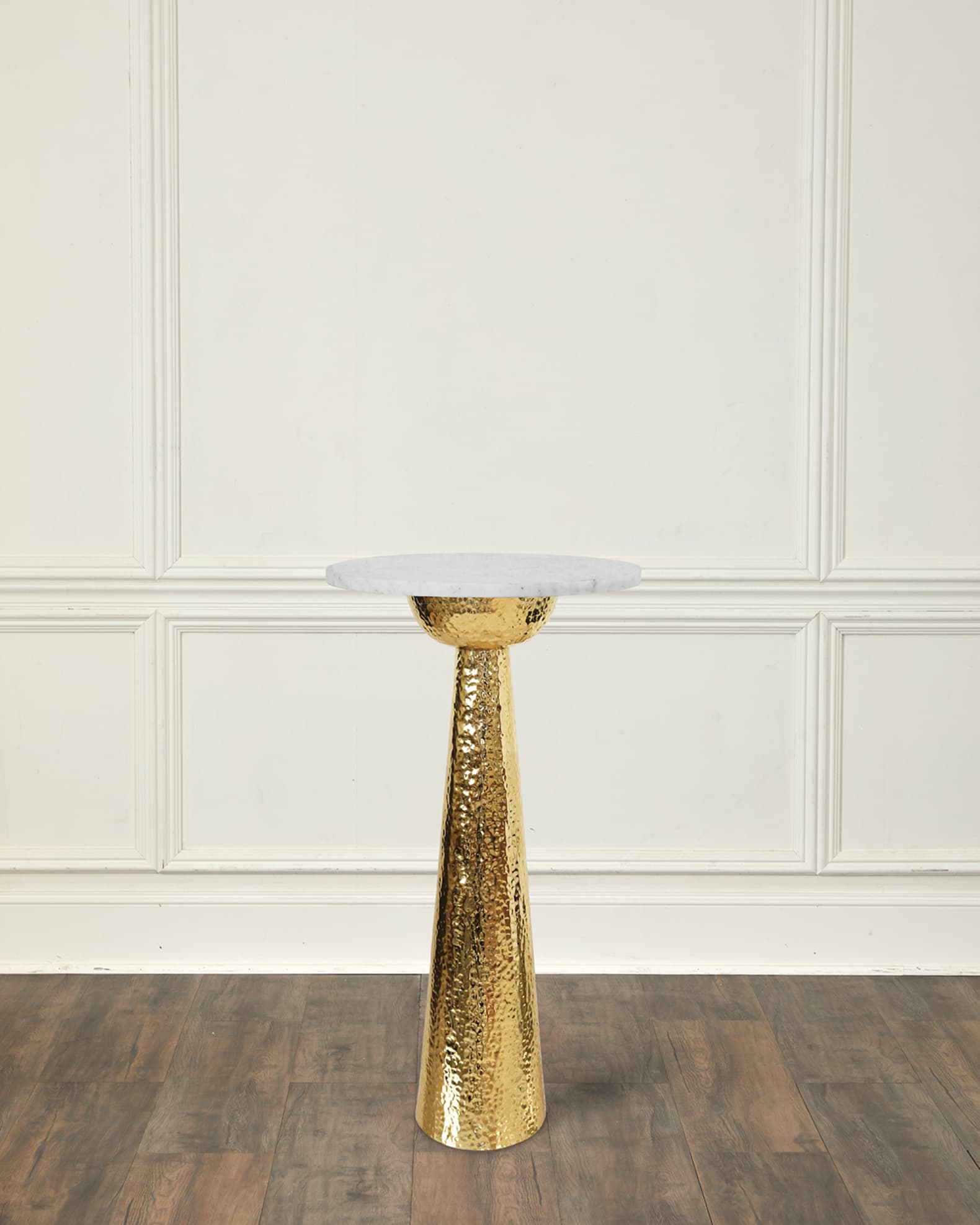 Worlds Away Cynthia Hammered Brass Side Table