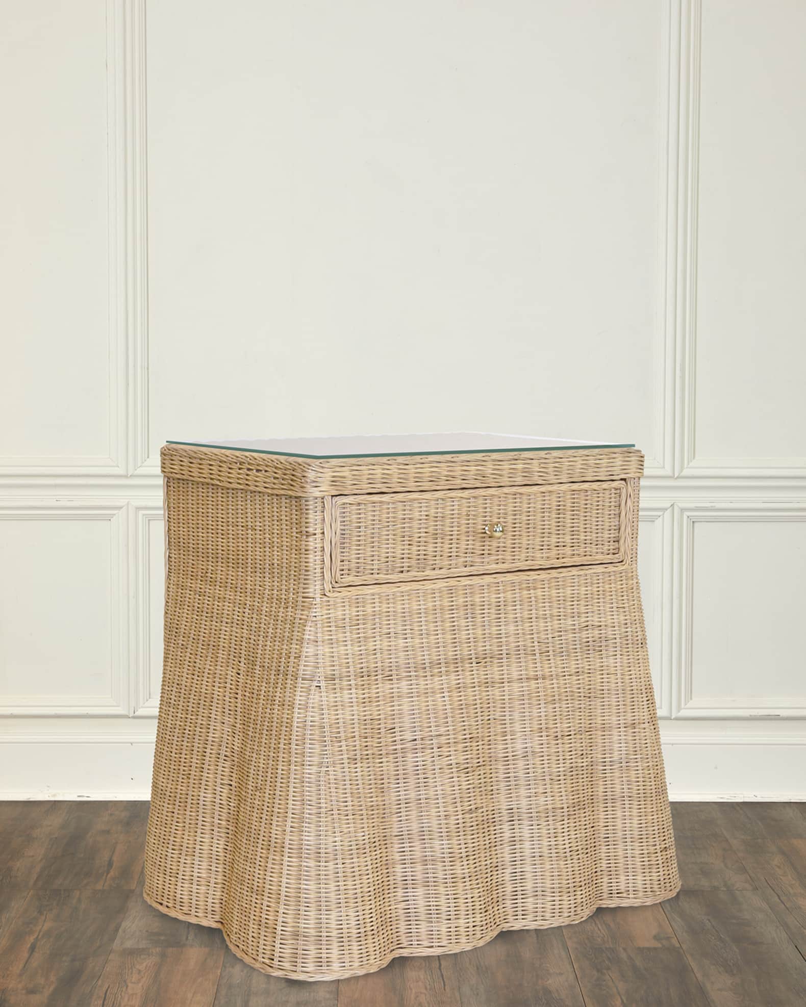 Worlds Away Giselle Rattan Side Table