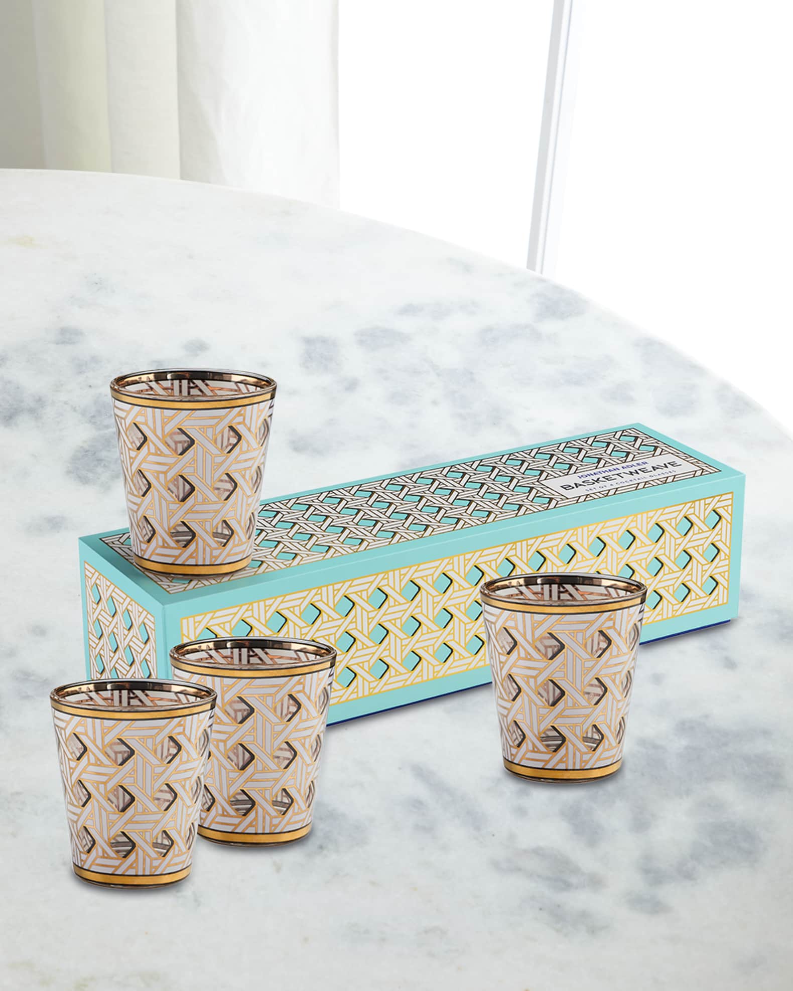 Jonathan Adler Basketweave Glassware, Set Of 4