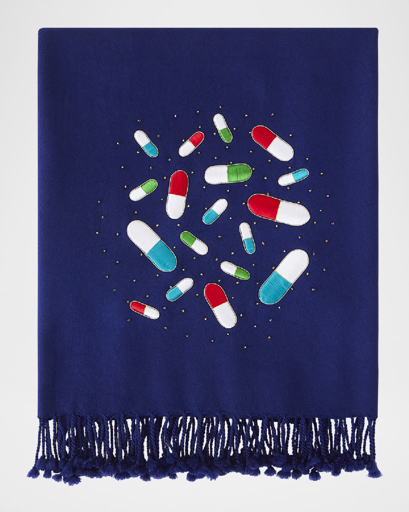 Jonathan Adler Pills Embellished Merino Wool Throw, 50" x 70"