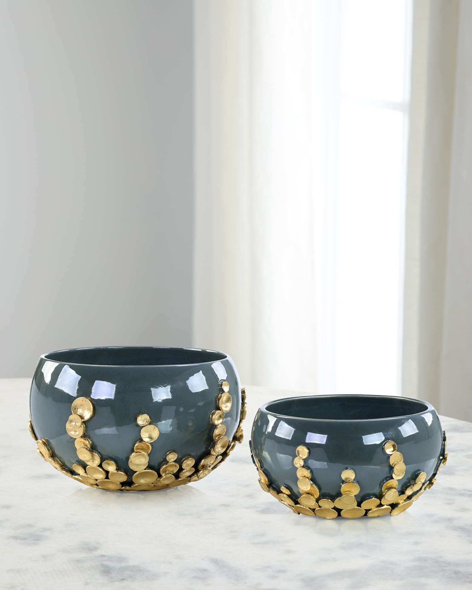 John-Richard Collection  Golden Disc Bowls, Set of 2