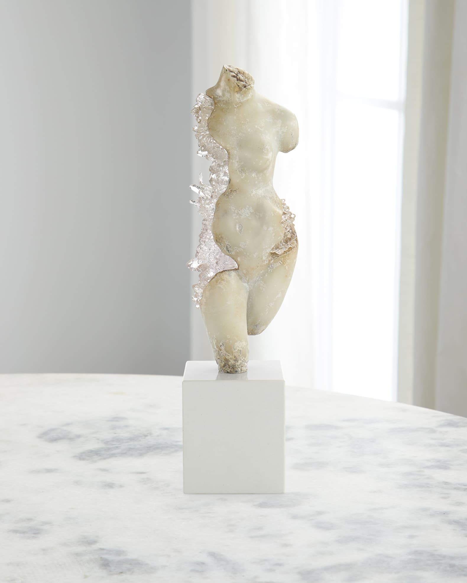 John-Richard Collection Crystal Maiden Sculpture on Marble Base