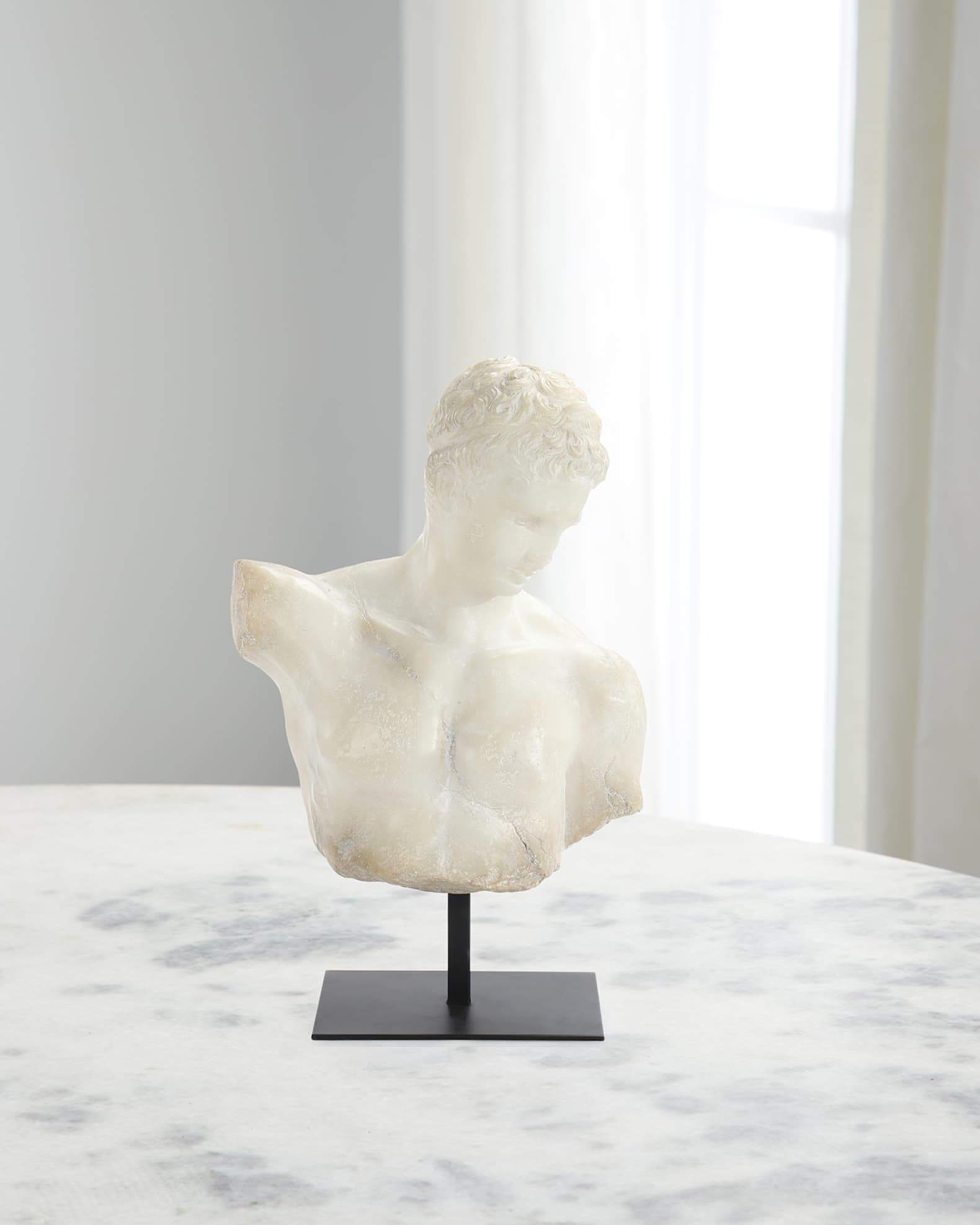 John-Richard Collection Greek Bust on Metal Base, 18"