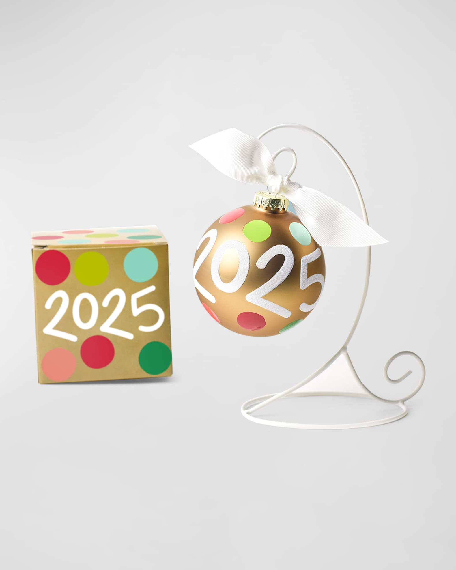 Coton Colors 2025 100mm Glass Ornament with Ornament Stand Horchow