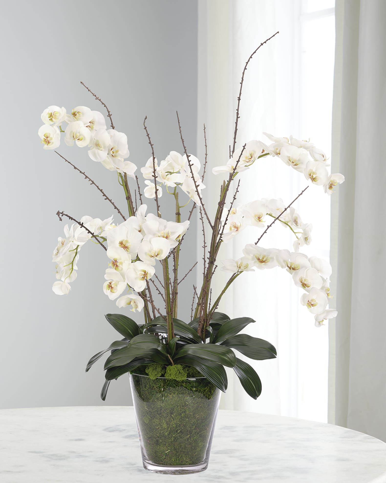 NDI White Phalaenopsis Orchids 44" Faux Floral Arrangement in a Moss
