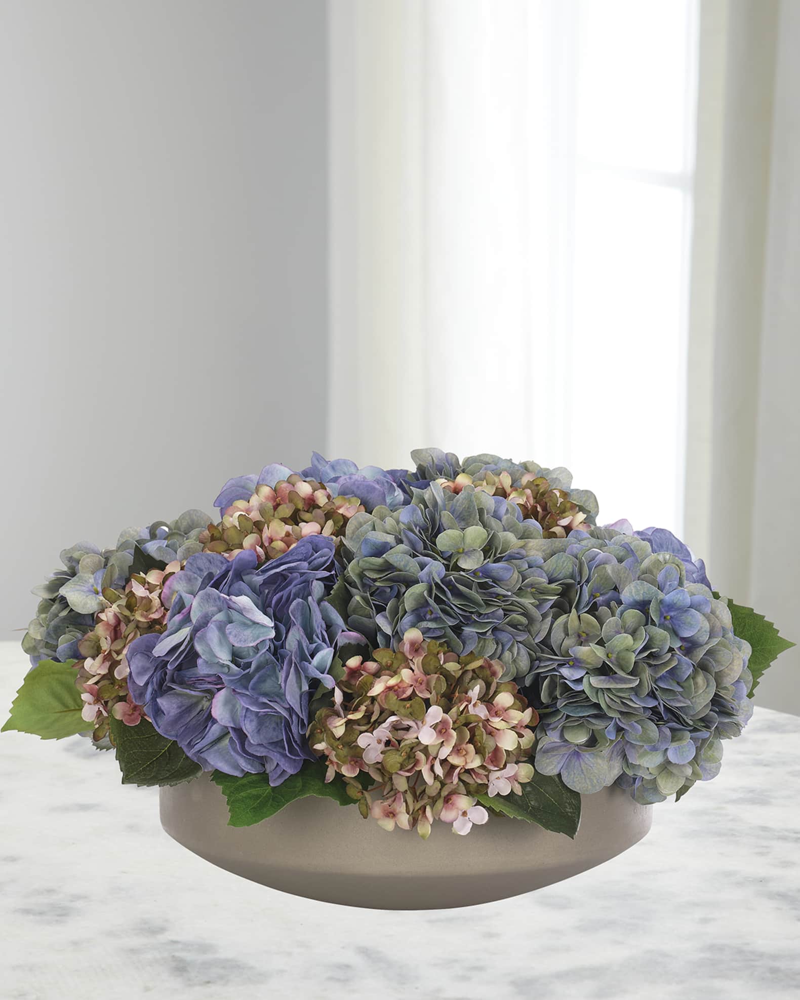 NDI Hydrangeas 19" Faux Floral Arrangement in a Concrete Bowl Horchow