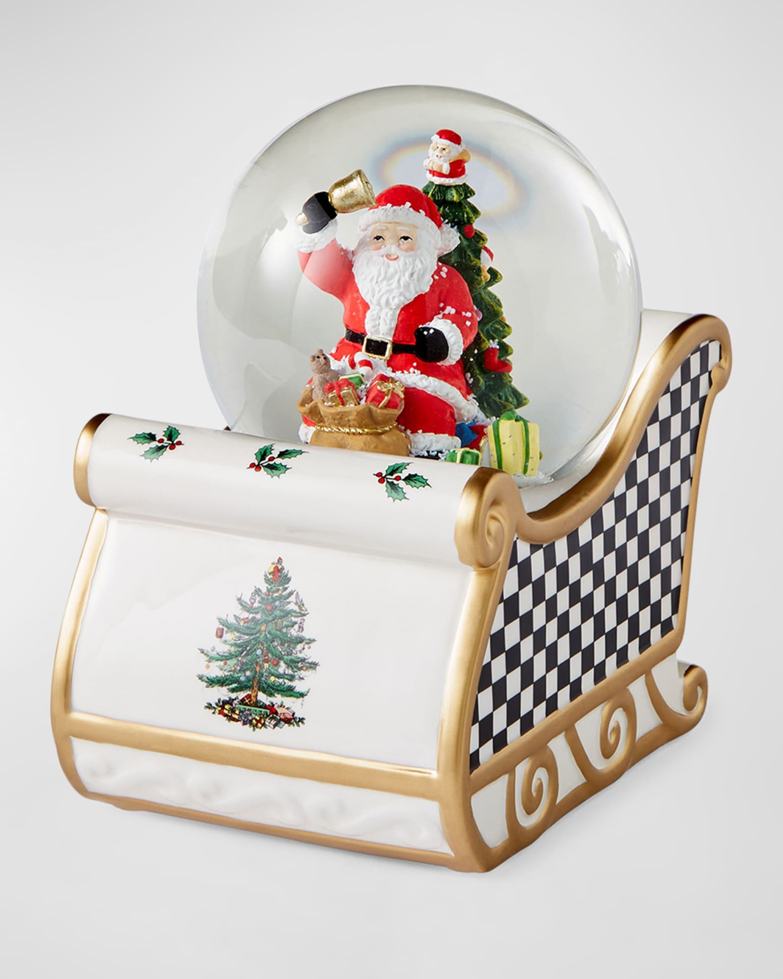 Spode Christmas Tree Checker Snow Globe Horchow