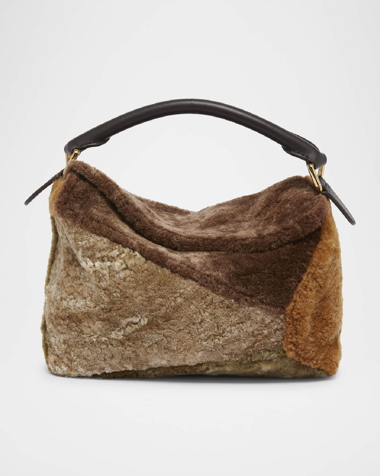 Loewe Puzzle Edge Small Sheep Shearling Fur TopHandle Bag Horchow