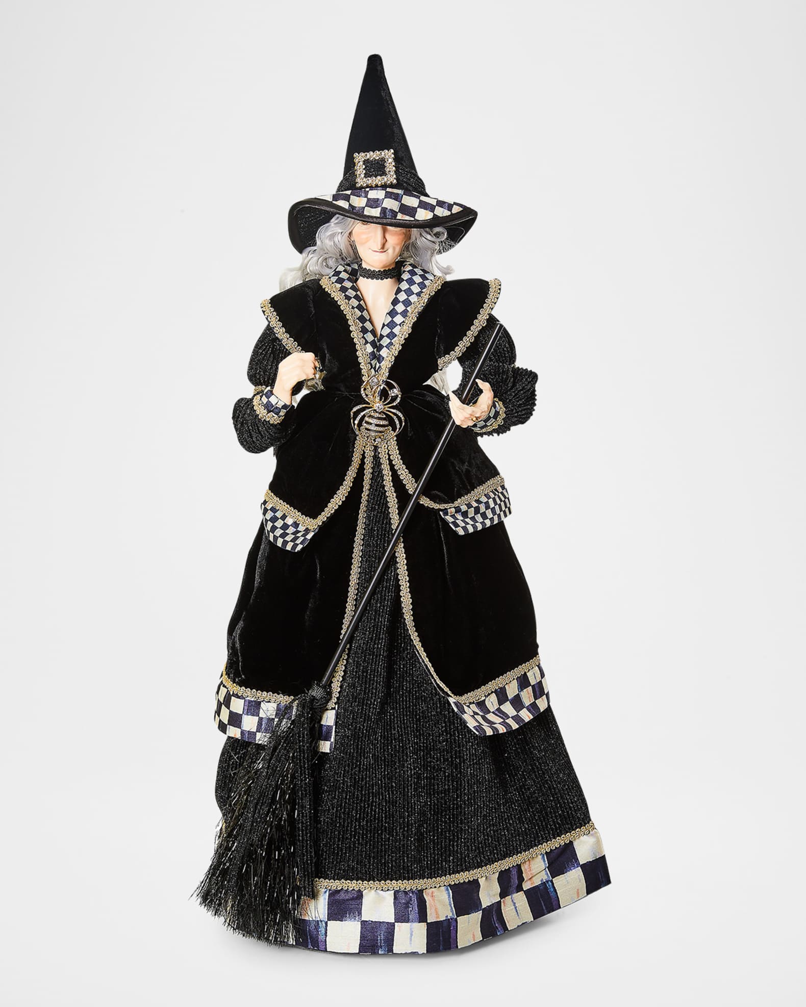 MacKenzieChilds Haunted House Fabric Witch Figurine Halloween Decor