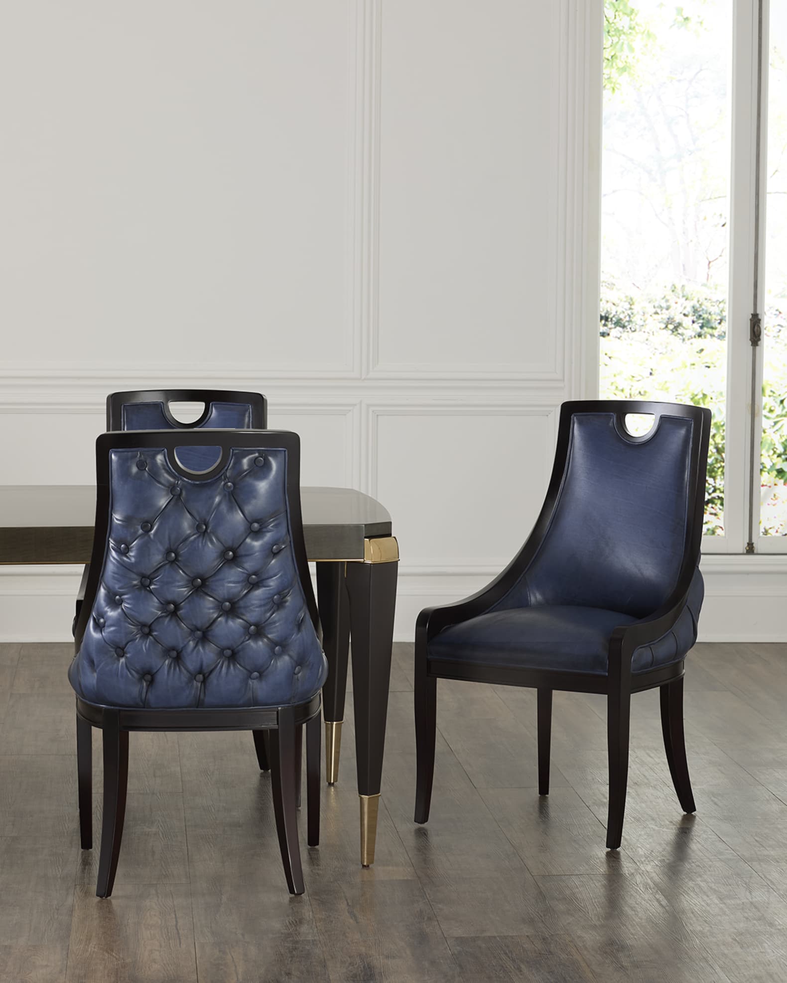 Old Hickory Tannery Kellan Leather-Tufted Dining Chair | Horchow