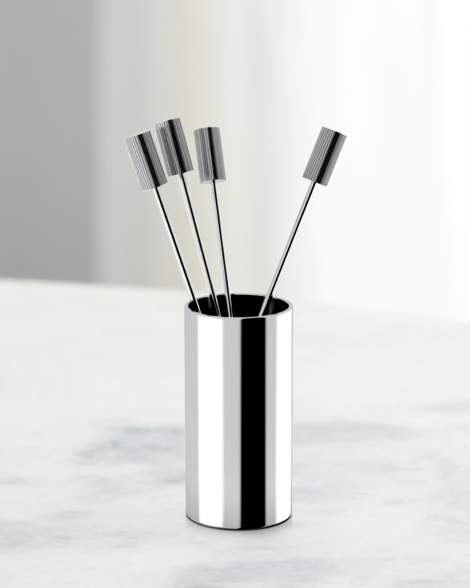 ANNA New York Striations Cocktail Picks in Holder, Set of 4