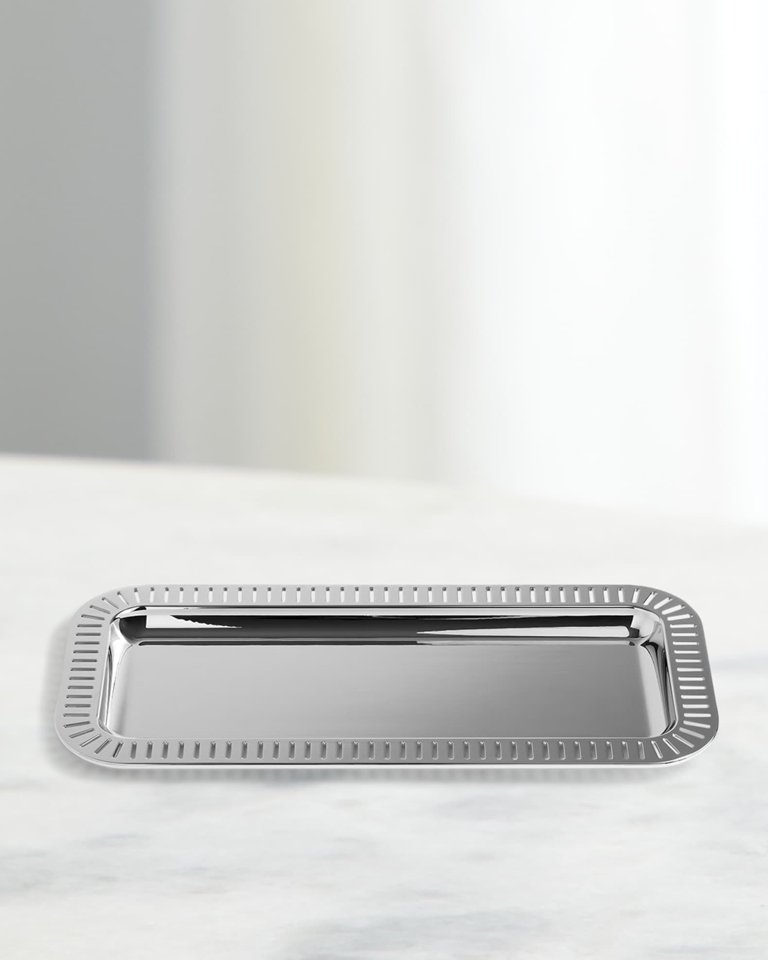 ANNA New York Striations Small Rectangle Serving Tray, 13.75"