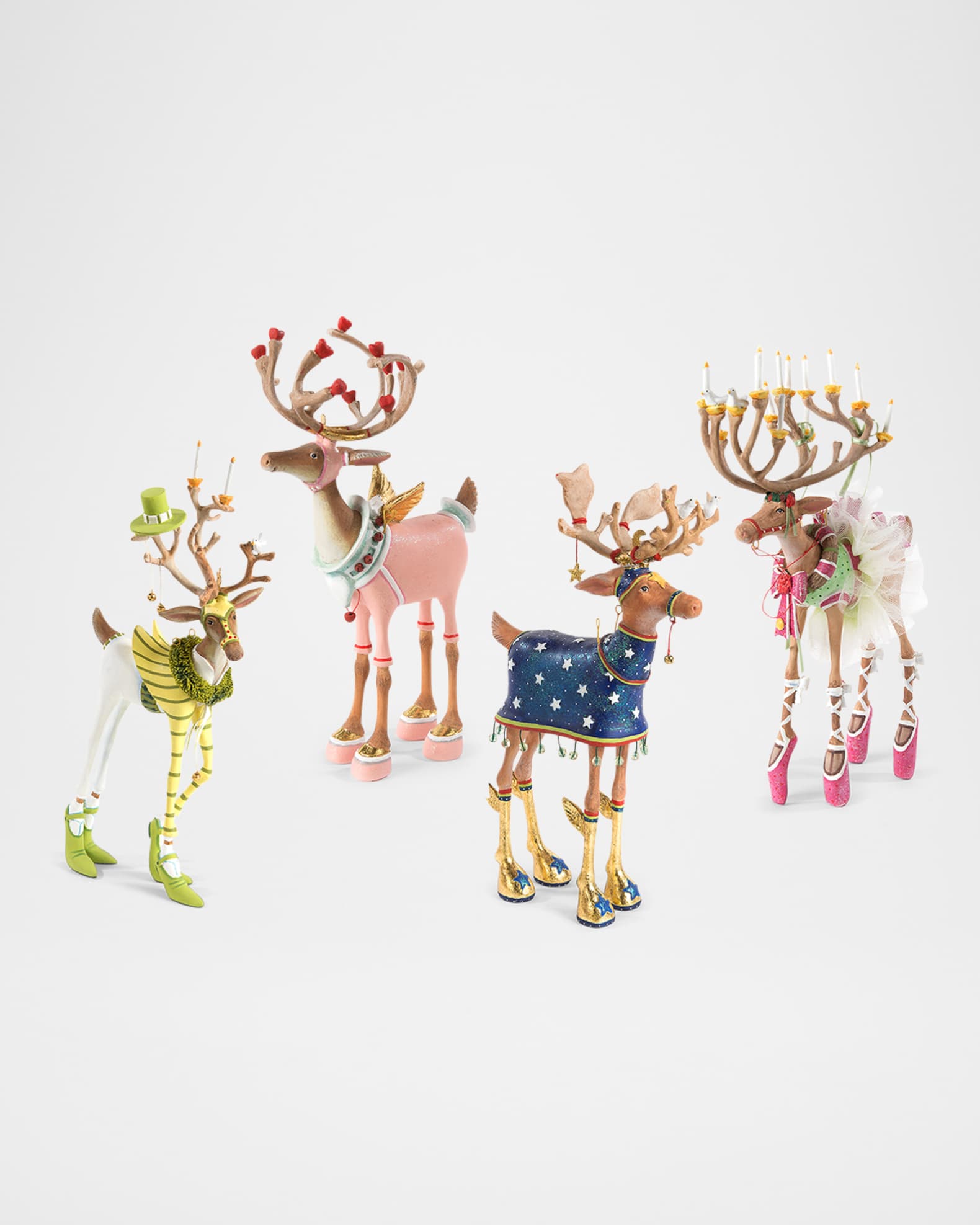 MacKenzie Childs Patience Brewster Dash Away Reindeer Figurines Set of