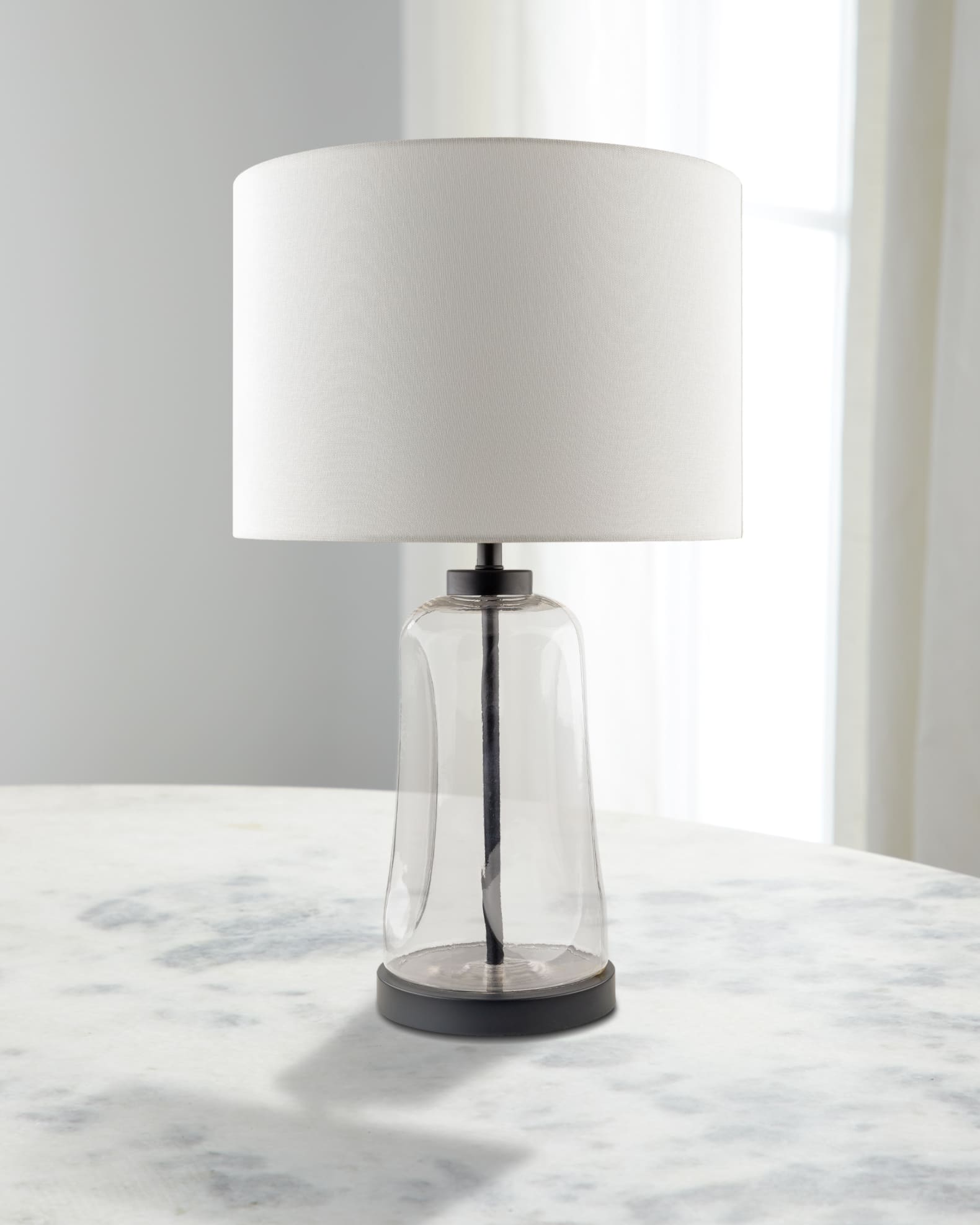 Surya Fidel 24 Translucent Glass Lamp with Cotton Shade