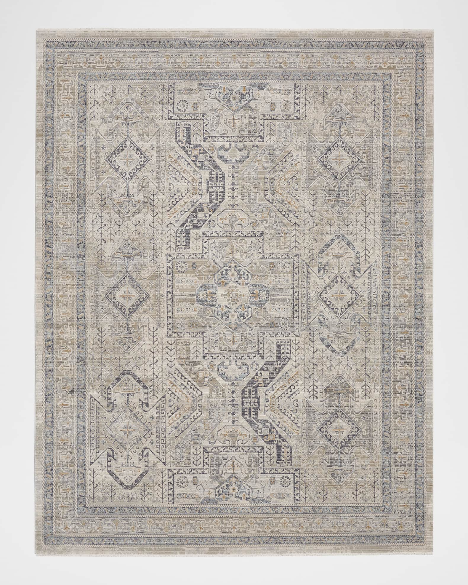 Nourison Lynx Gray/Blue Power-Loomed Rug, 10' x 14'