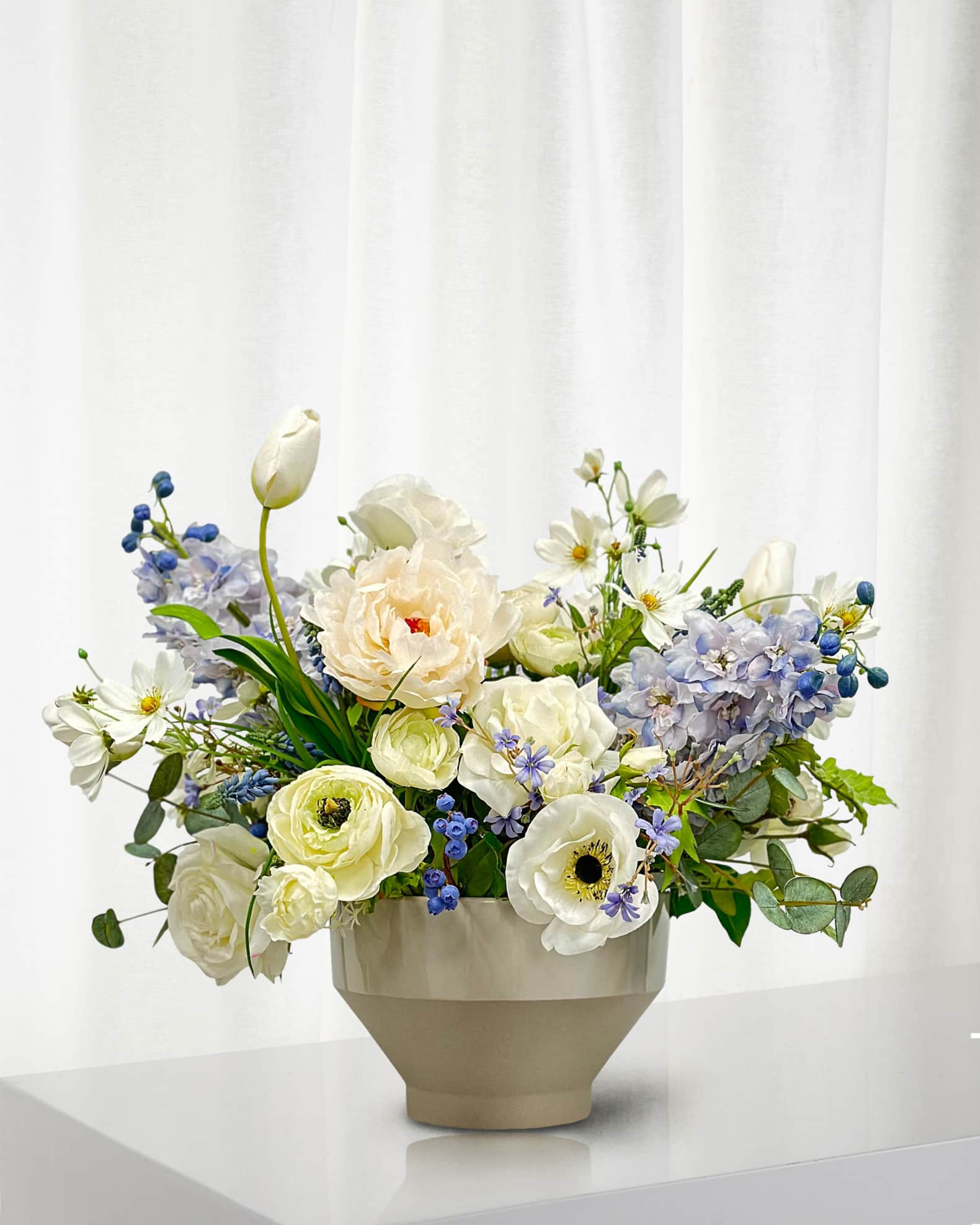 Winward Home Mixed Floral Arrangment in Tapered Ceramic Bowl, 22"