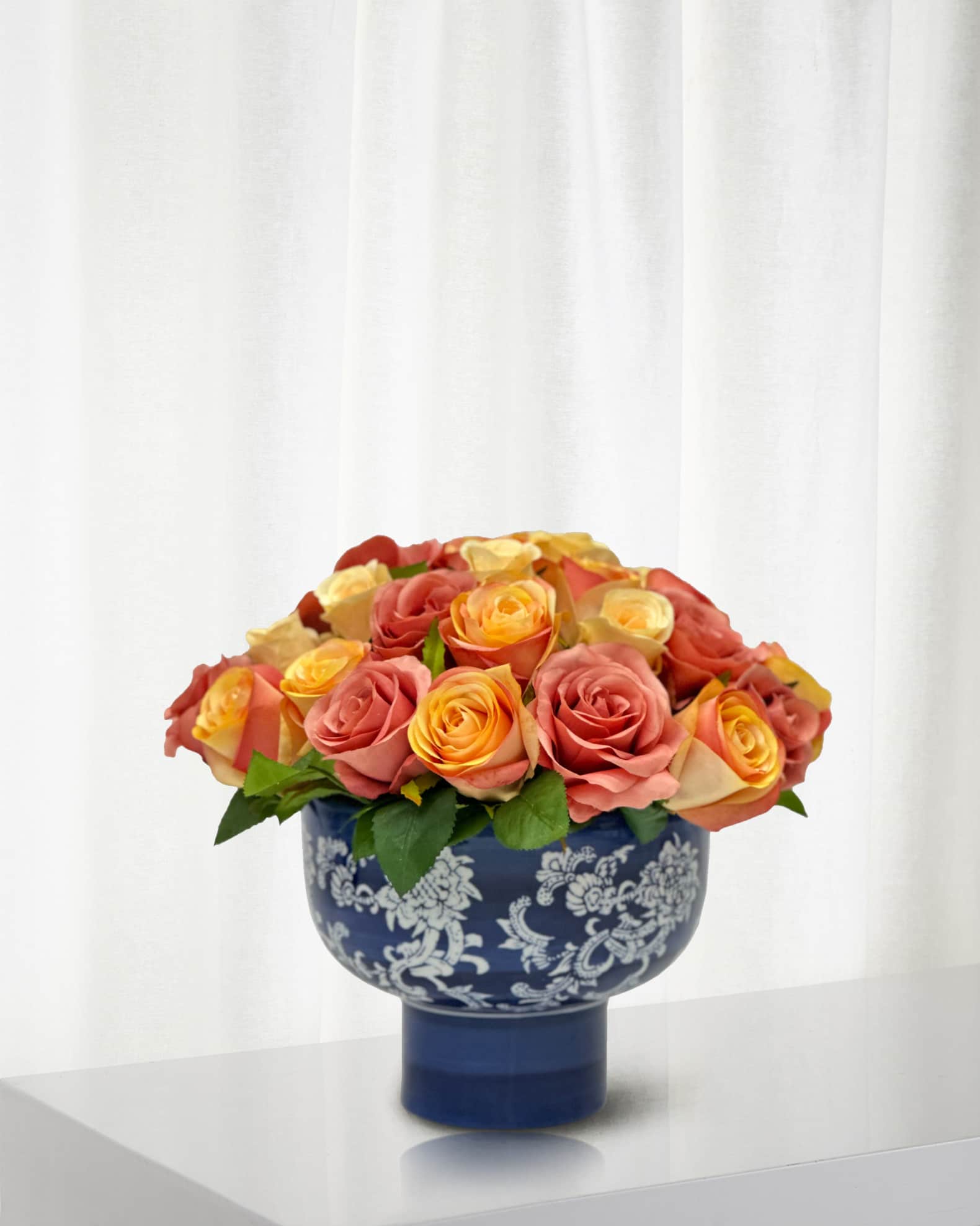 Winward Home Rose 11.5" Faux Bouquet in Porcelain Bowl