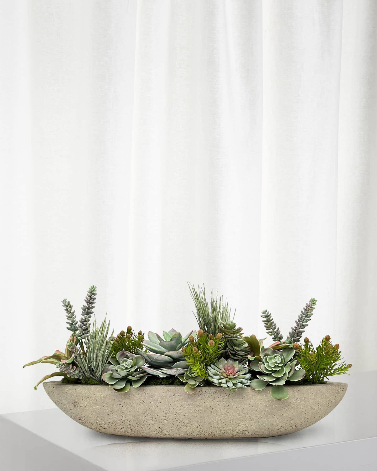 Winward Home Succulent Faux Floral Arrangement in Boat, 28"
