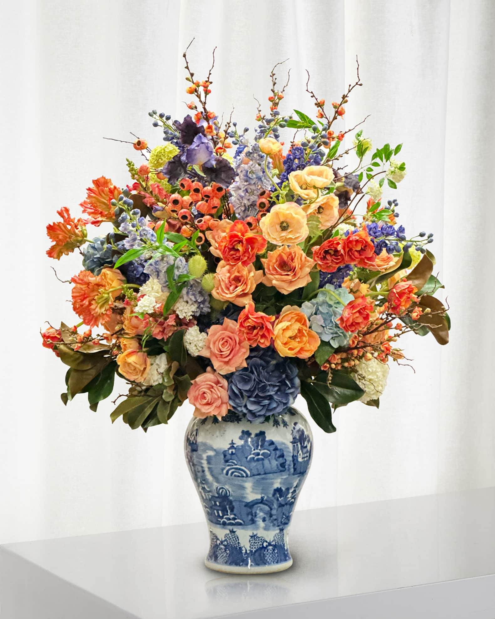Winward Home Mixed 50" Faux Floral Arrangement in Porcelain Urn