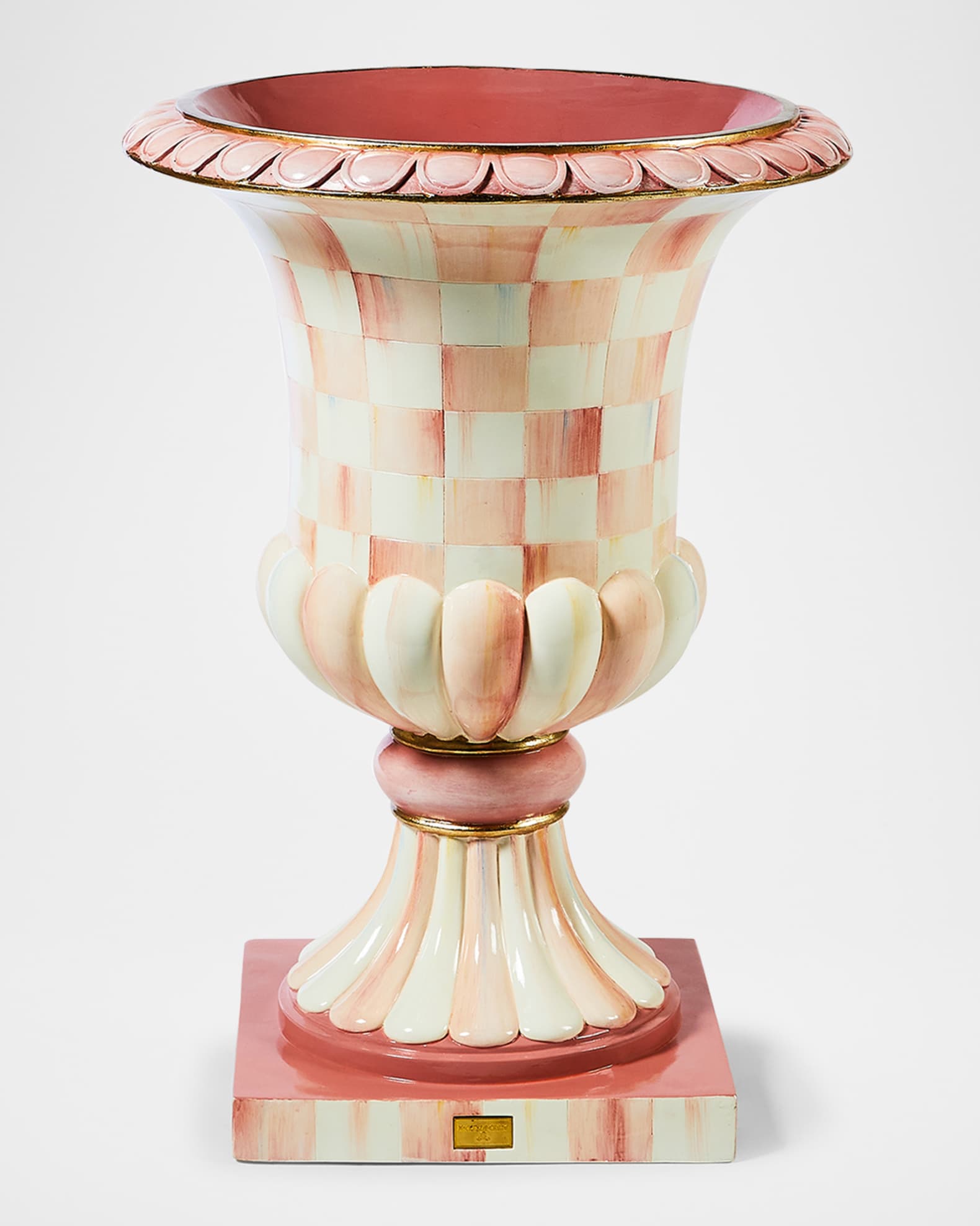 MacKenzie-Childs Rosy Check Pedestal Urn