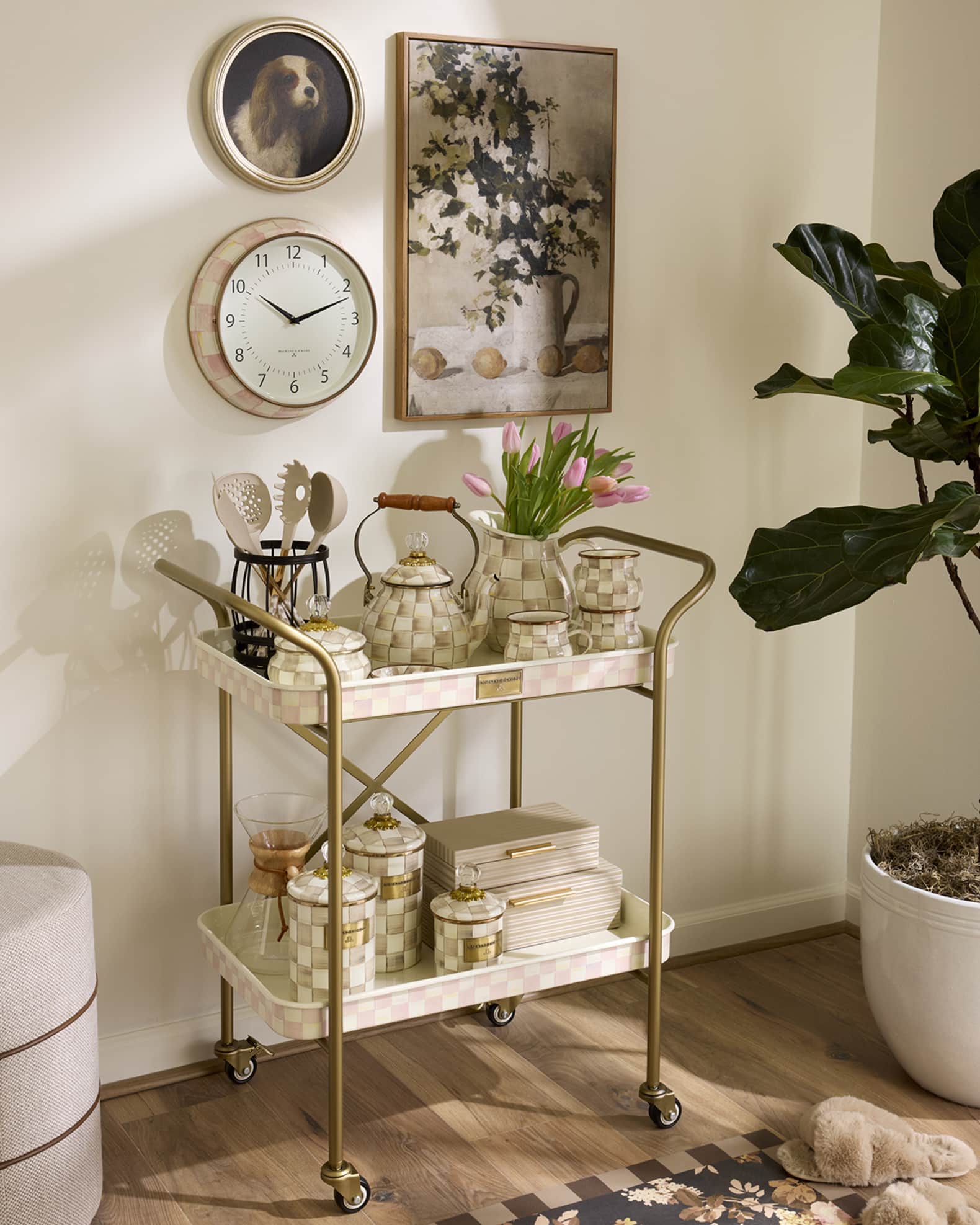 MacKenzie-Childs Rosy Check School Clock | Horchow