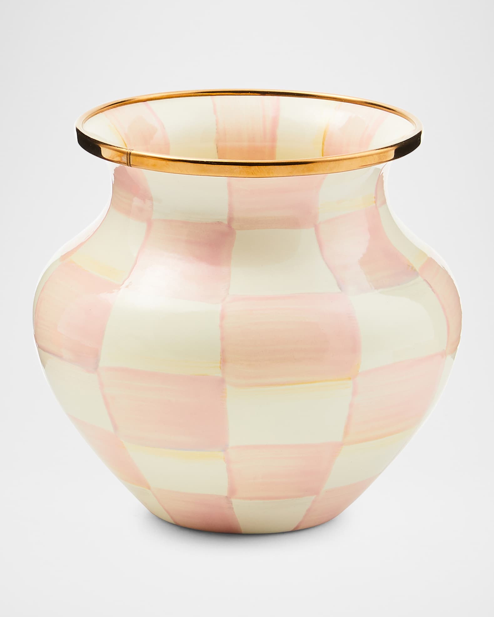 MacKenzie-Childs Rosy Check Enamel Vase - 6"