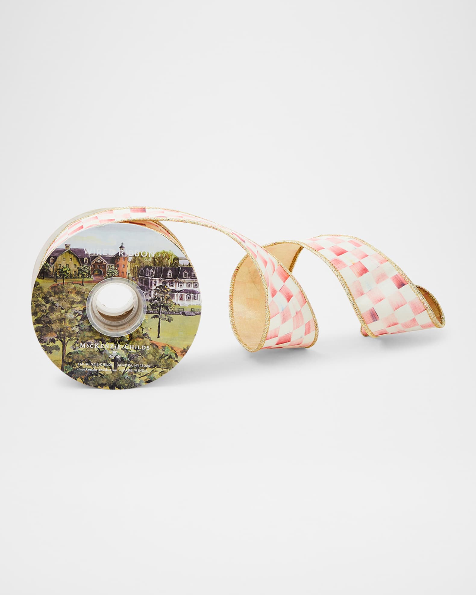 MacKenzie-Childs Rosy Check Ribbon, 2" x 10 Yards