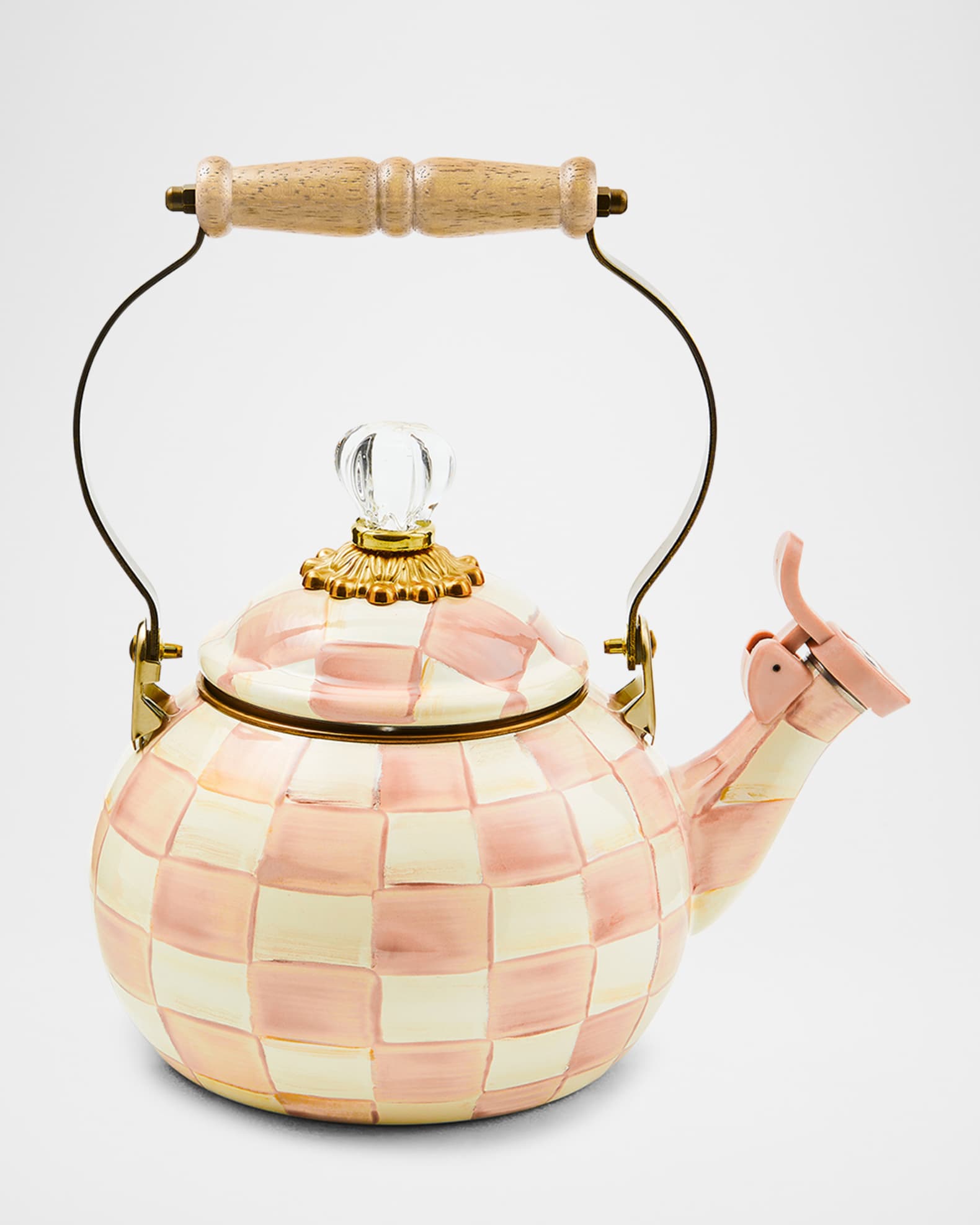 MacKenzie-Childs Rosy Check Whistling Tea Kettle
