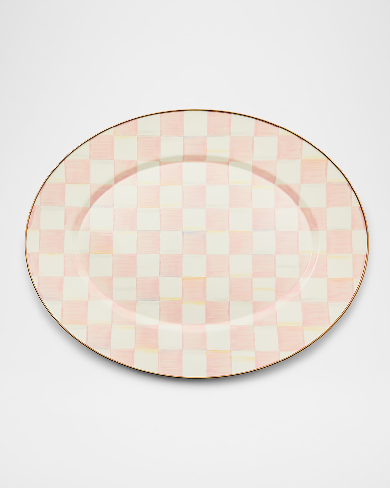 MacKenzie-Childs Rosy Check Large Oval Platter