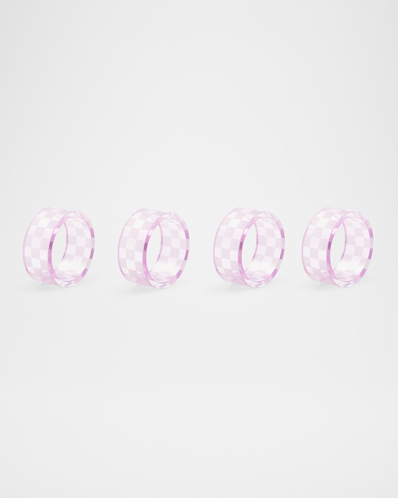 MacKenzie-Childs Lavender Check Napkin Ring, Set of 4