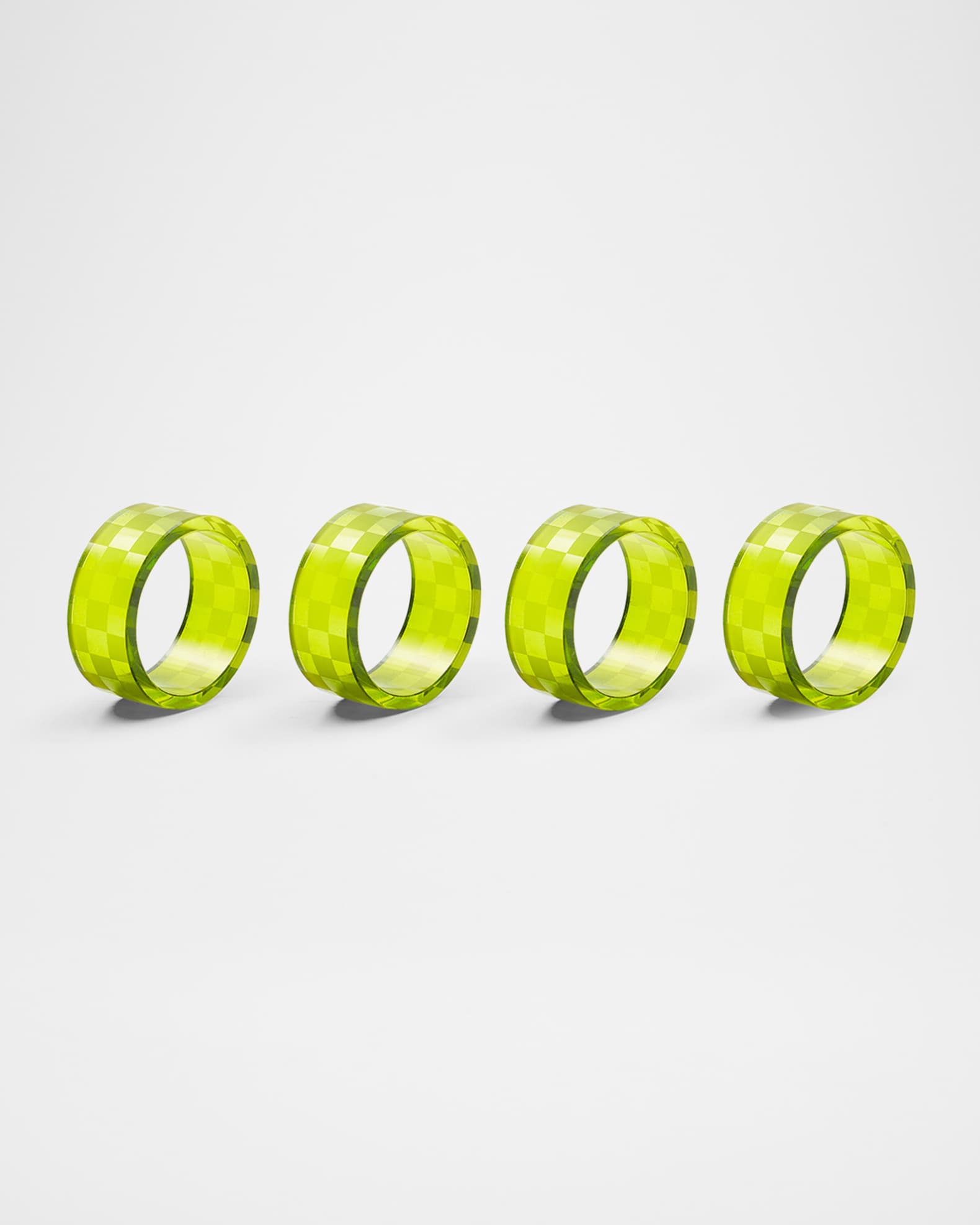 MacKenzie-Childs Green Check Napkin Rings, Set of 4