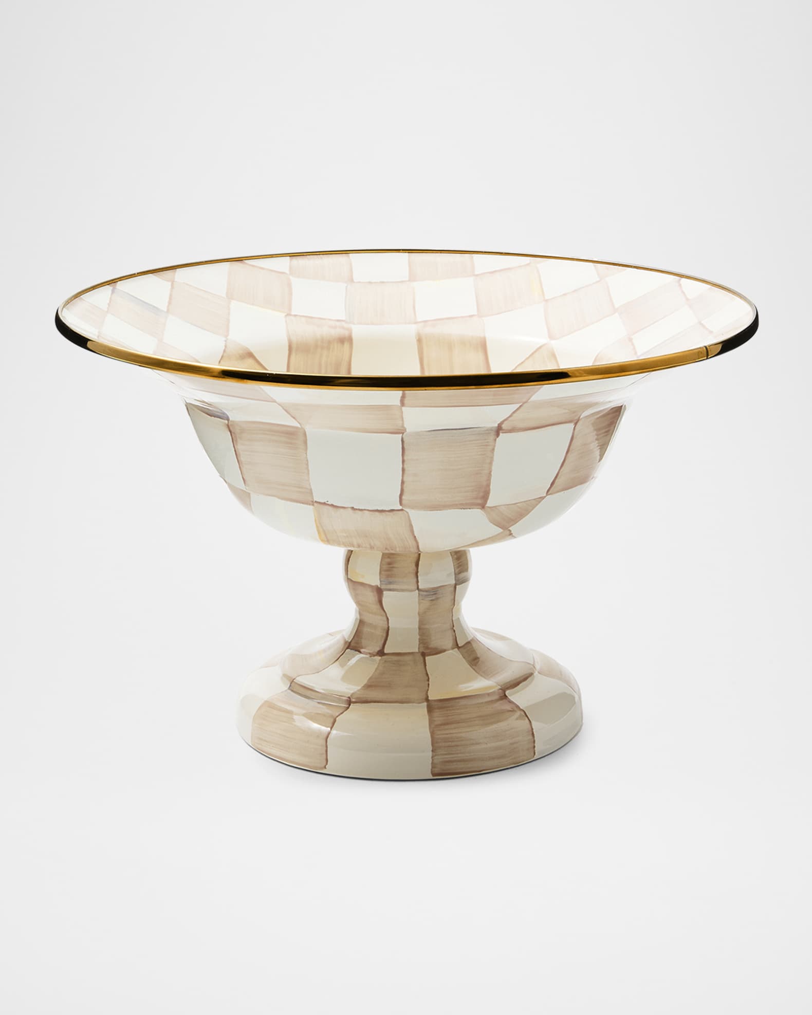 MacKenzie-Childs Mocha Check Large Compote | Horchow