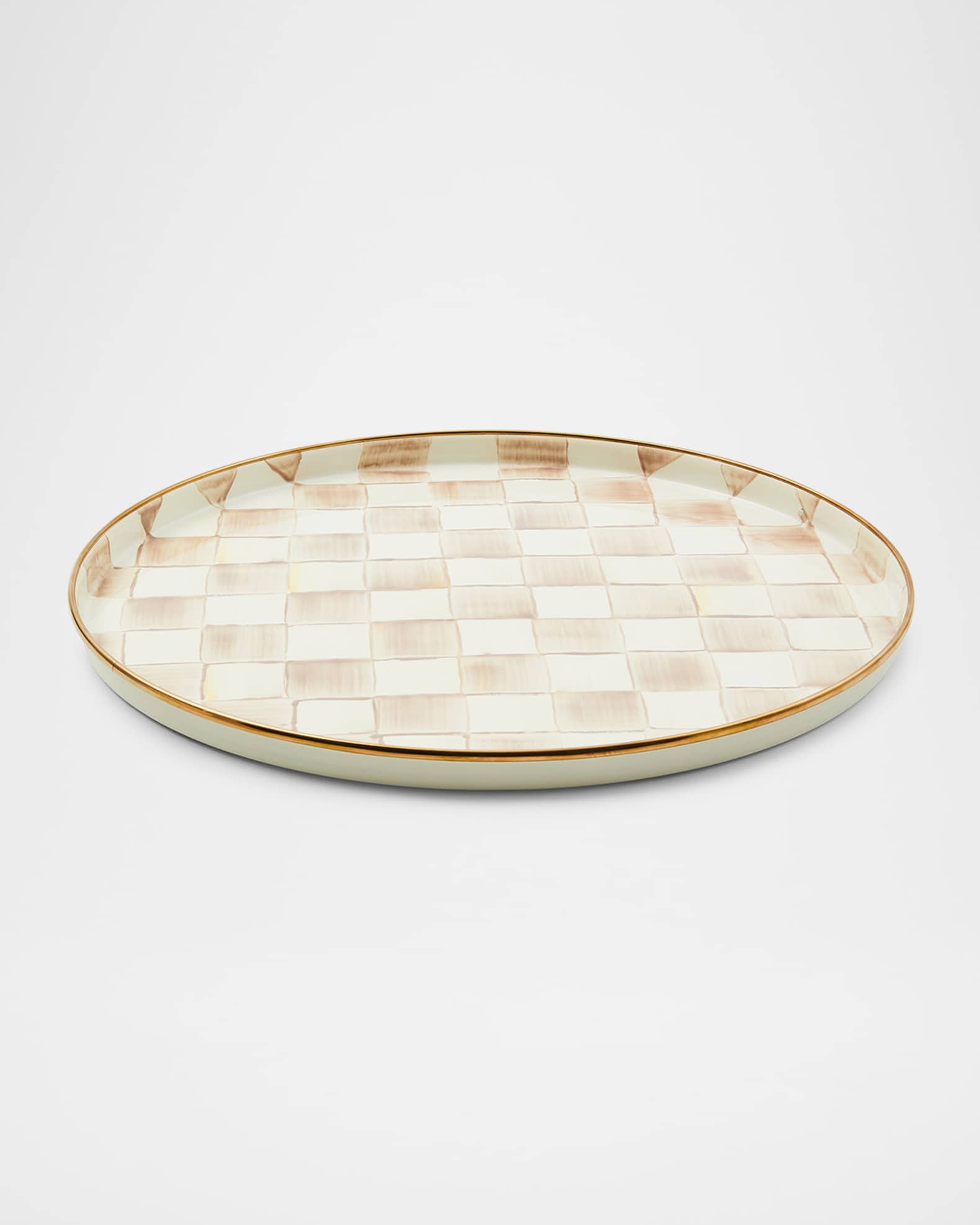 MacKenzie-Childs Mocha Check Round Tray