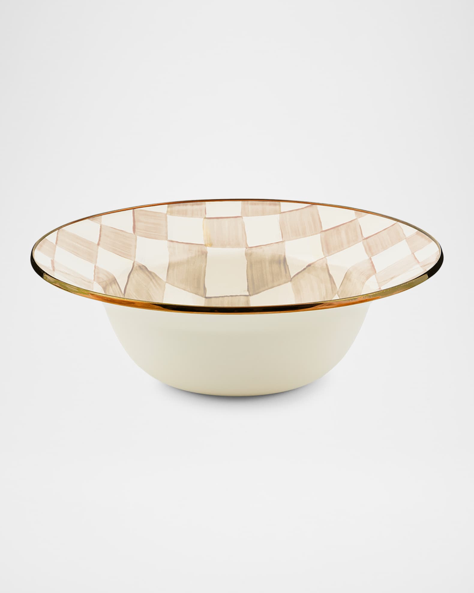 MacKenzie-Childs Mocha Check Serving Bowl