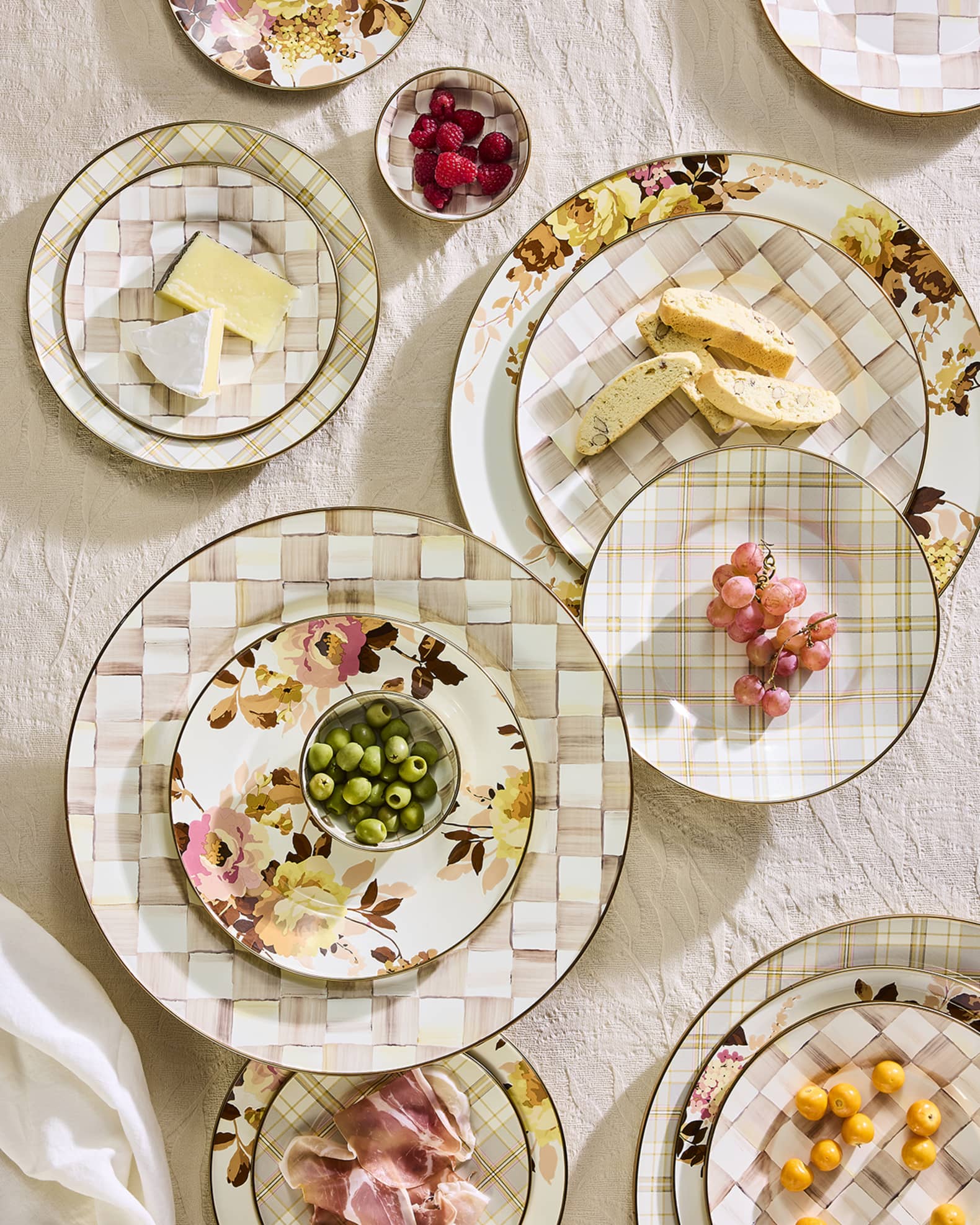 Mackenzie Childs Salad Serving Set Bistro Mocha Check main image 0