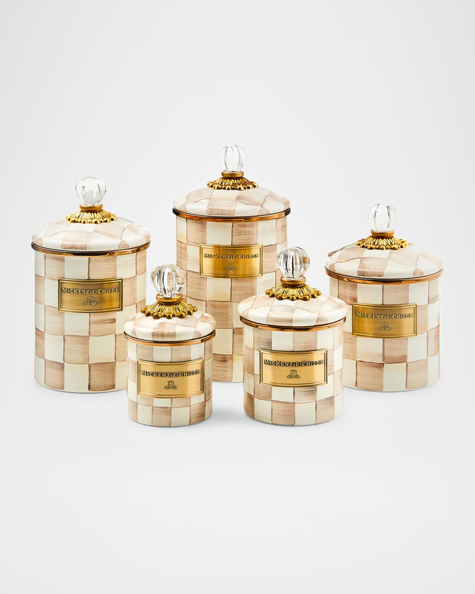 MacKenzie-Childs Mocha Check Large Canister | Horchow