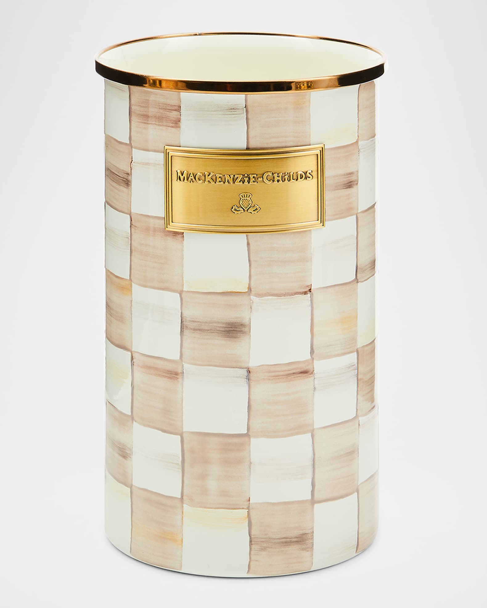 MacKenzie Childs Mocha Check Utensil Holder Horchow