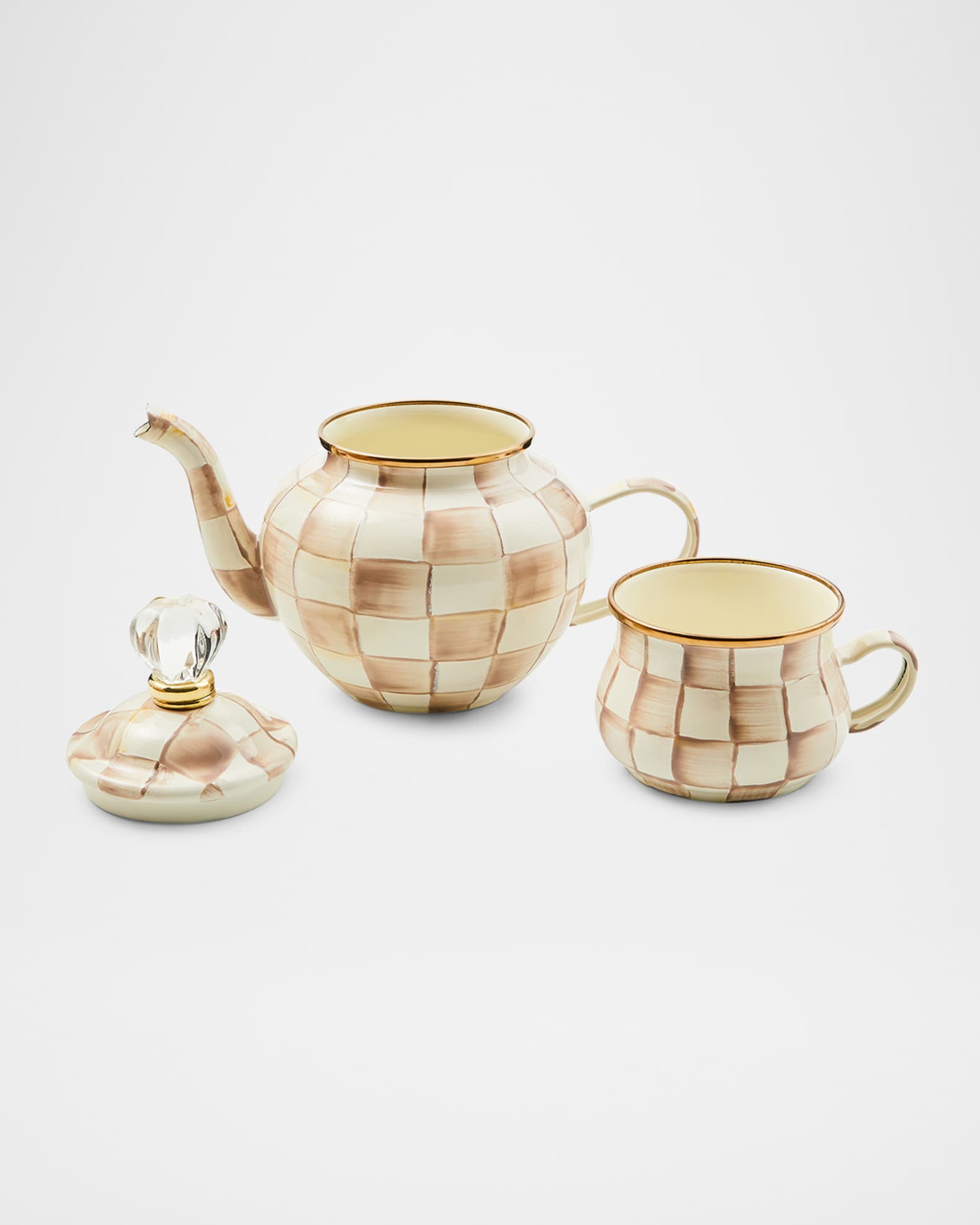 MacKenzie-Childs Mocha Check High Tea Set | Horchow