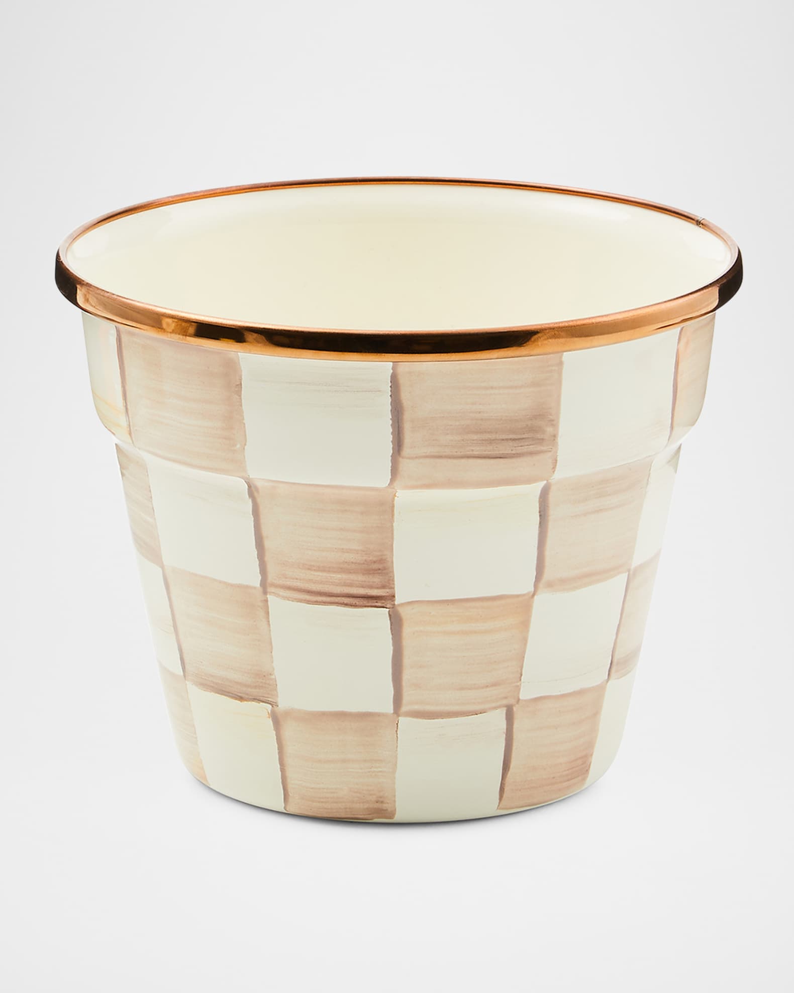 MacKenzie-Childs Mocha Check Small Garden Pot