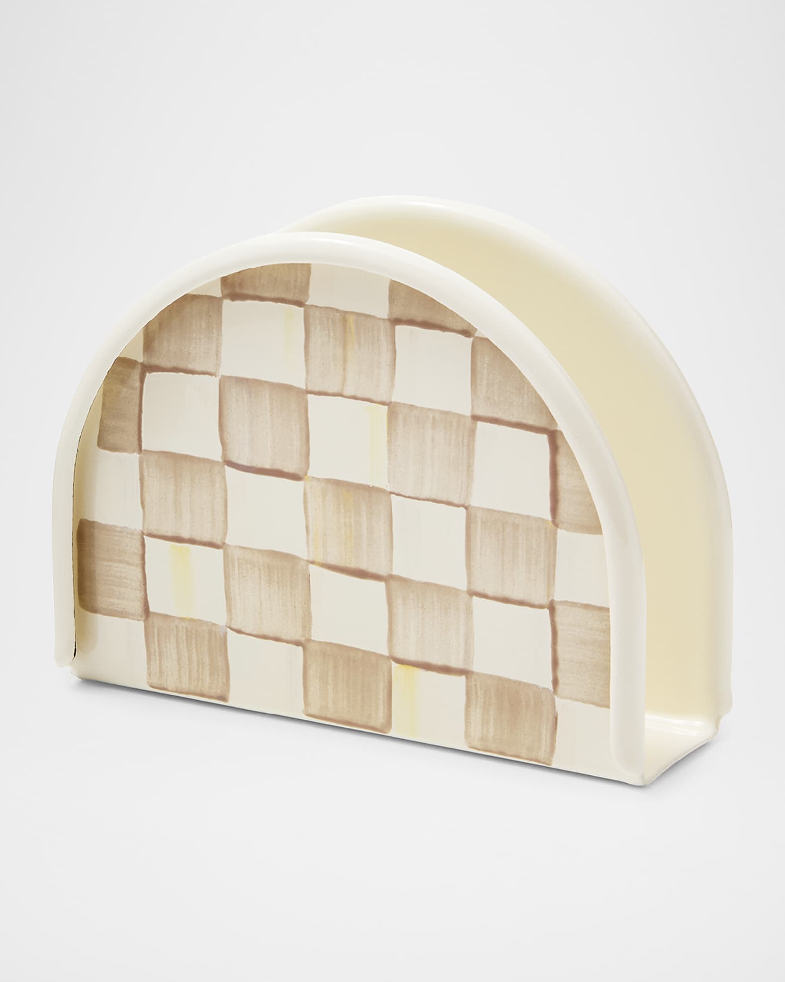 MacKenzie Childs Mocha Check Napkin Holder Horchow