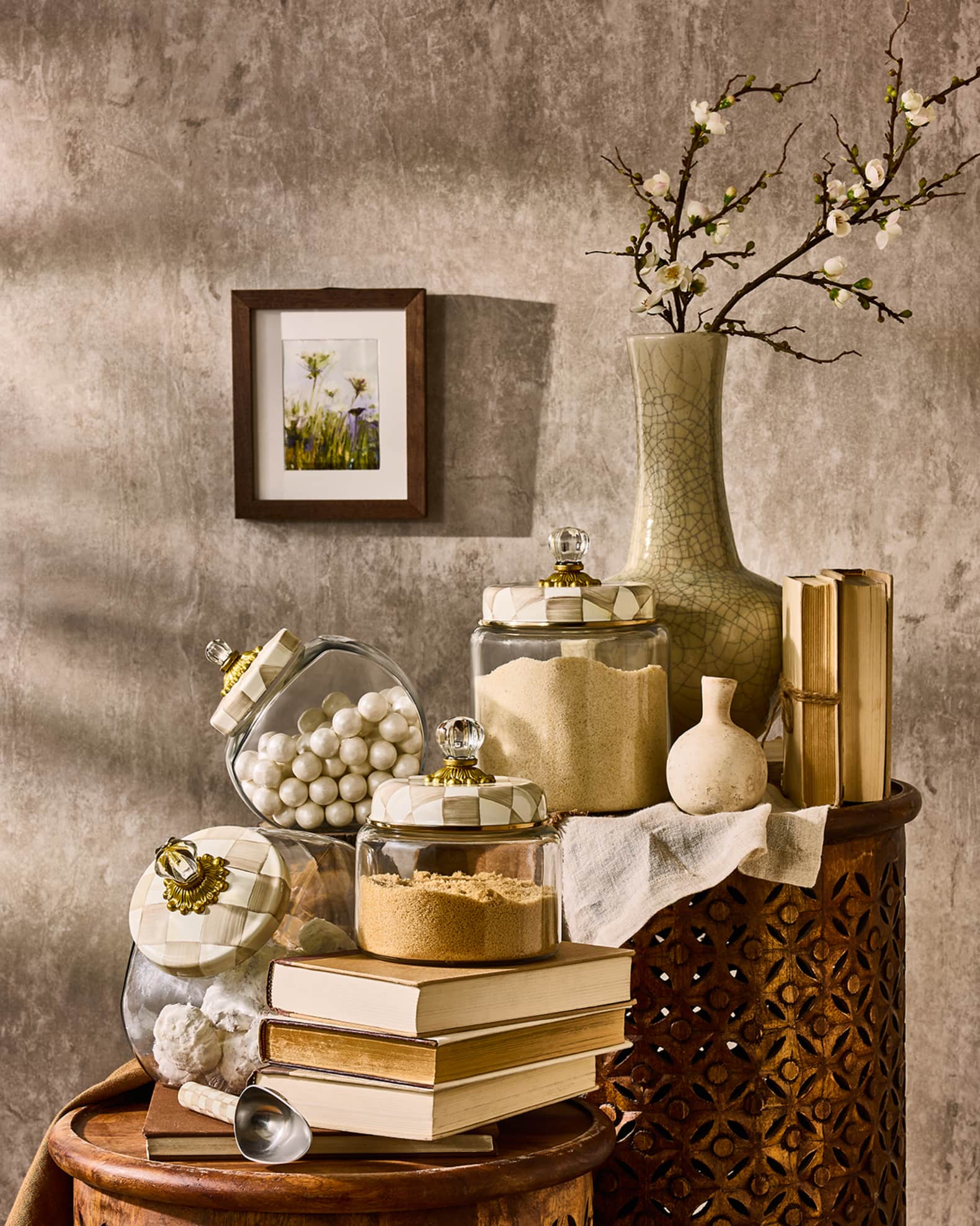 Mackenzie Childs Mocha Check Canister MACKENZIE-CHILDS Mocha Check