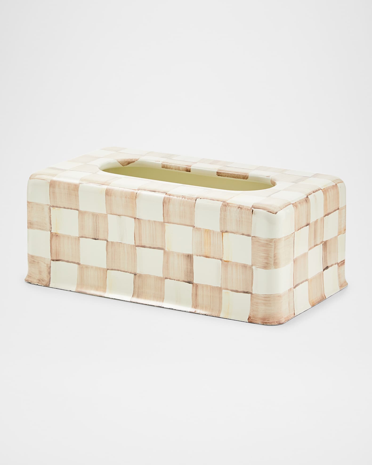 MacKenzie-Childs Mocha Check Standard Tissue Box Cover | Horchow