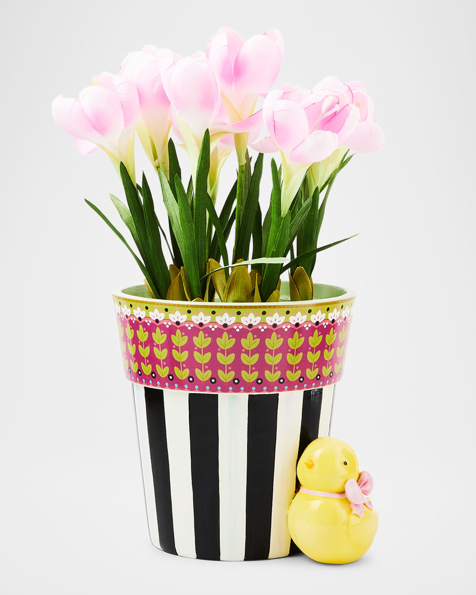 MacKenzie-Childs Calico Potted Crocus with Chick