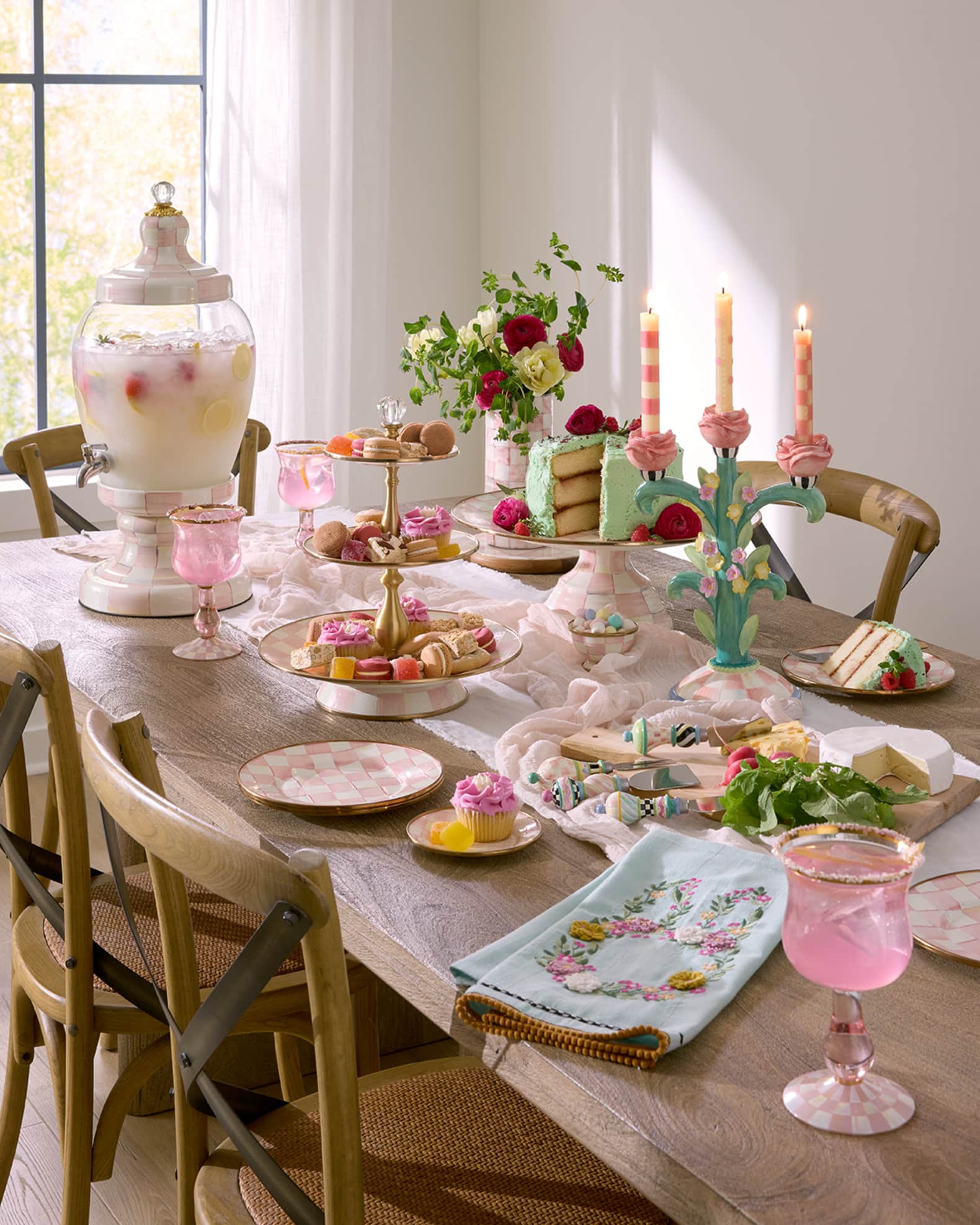 Mackenzie Childs チューリップ キャンドルホルダー ピンク 大 Mackenzie Childs チューリップ キャンドルホルダー ピンク 大