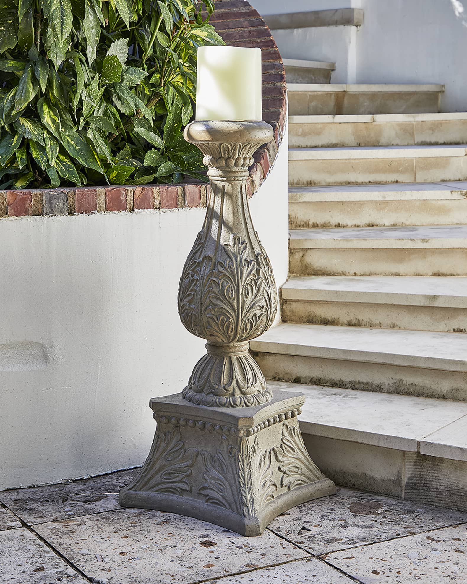 Neiman Marcus 36" Cast Stone Floor Candlestick